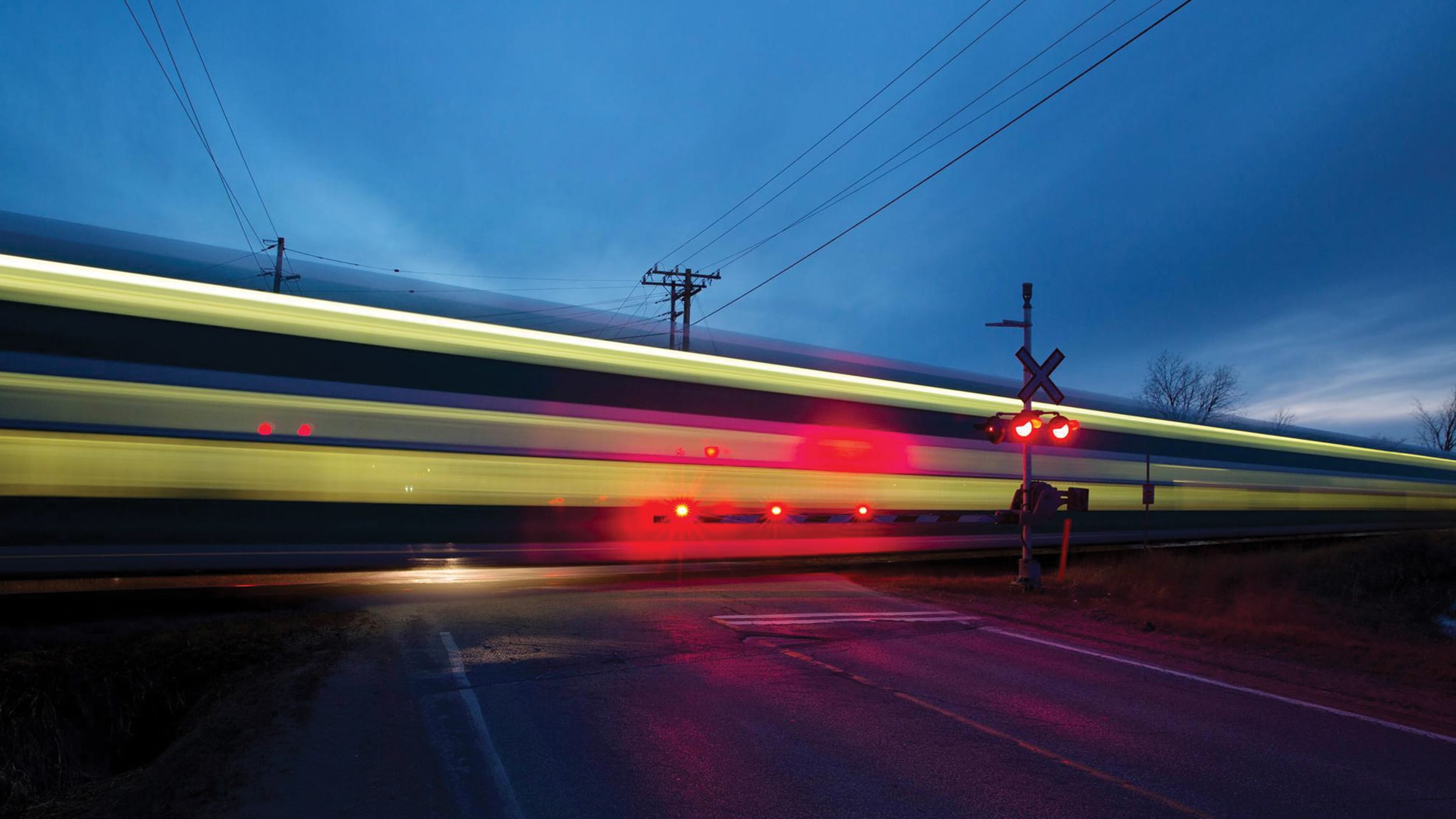 GO Train at night.