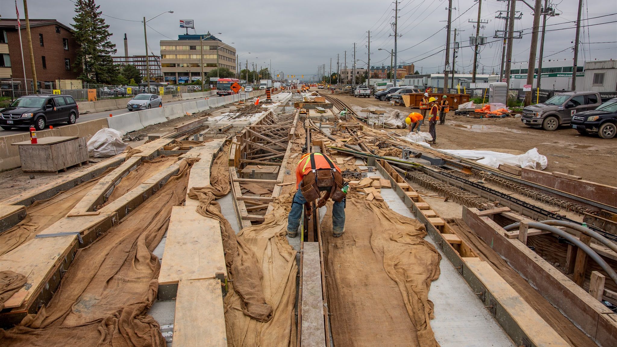 boards and tarps along a patterns.