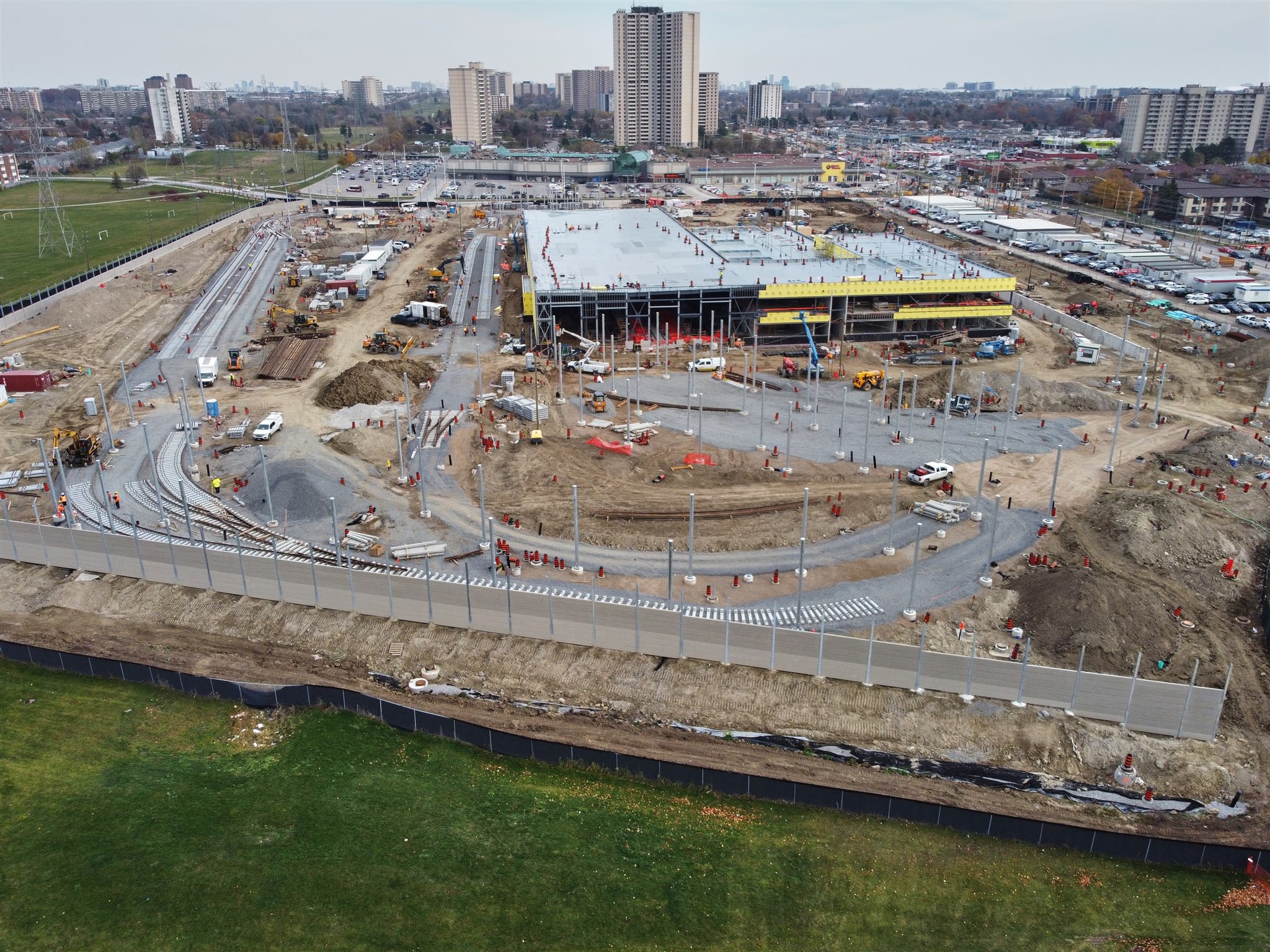 the large construction site.