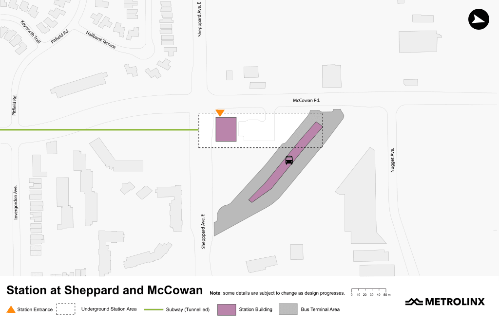 Map is of station at Sheppard and McCowan