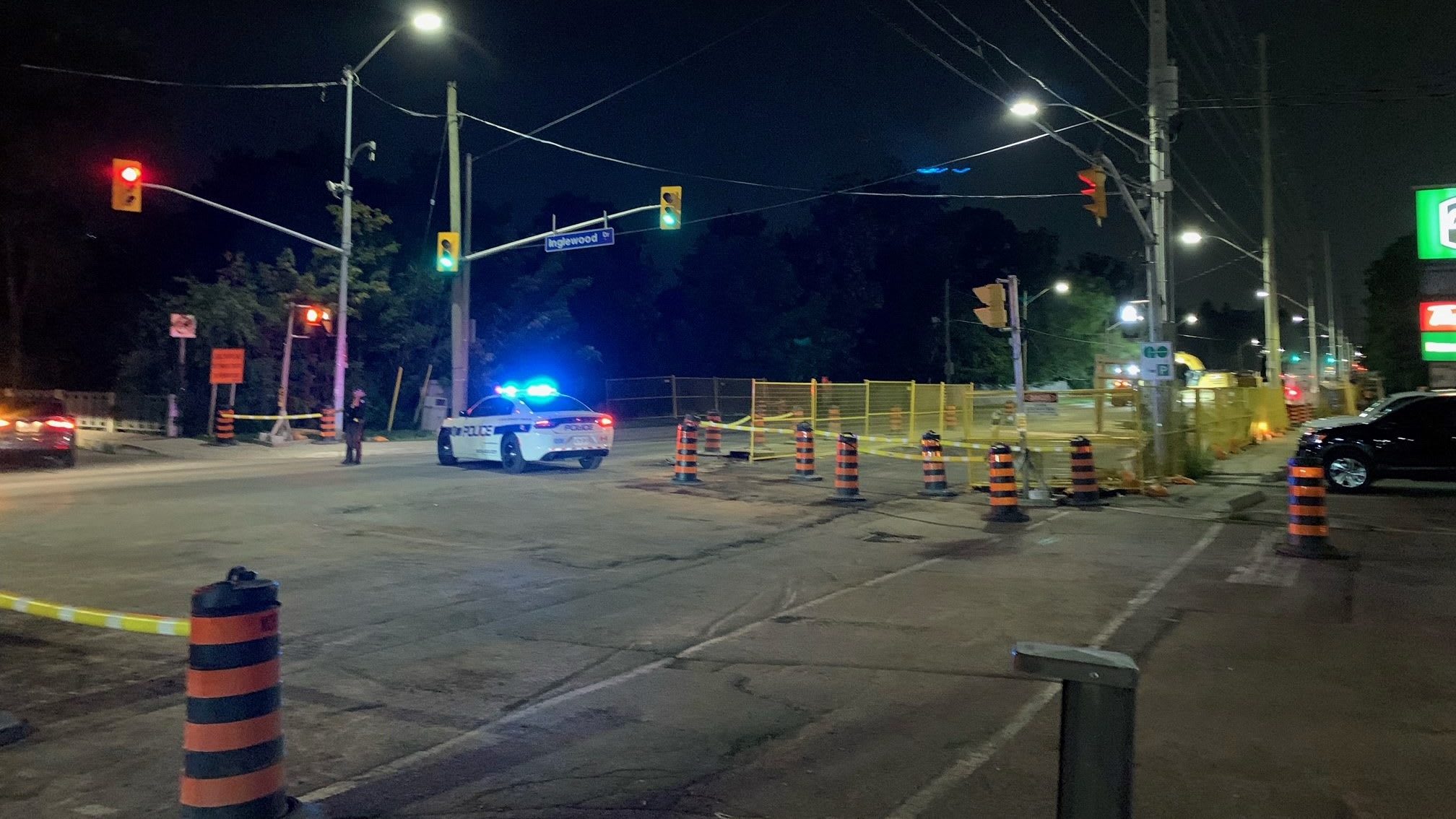 Peel police car and construction on Hurontario