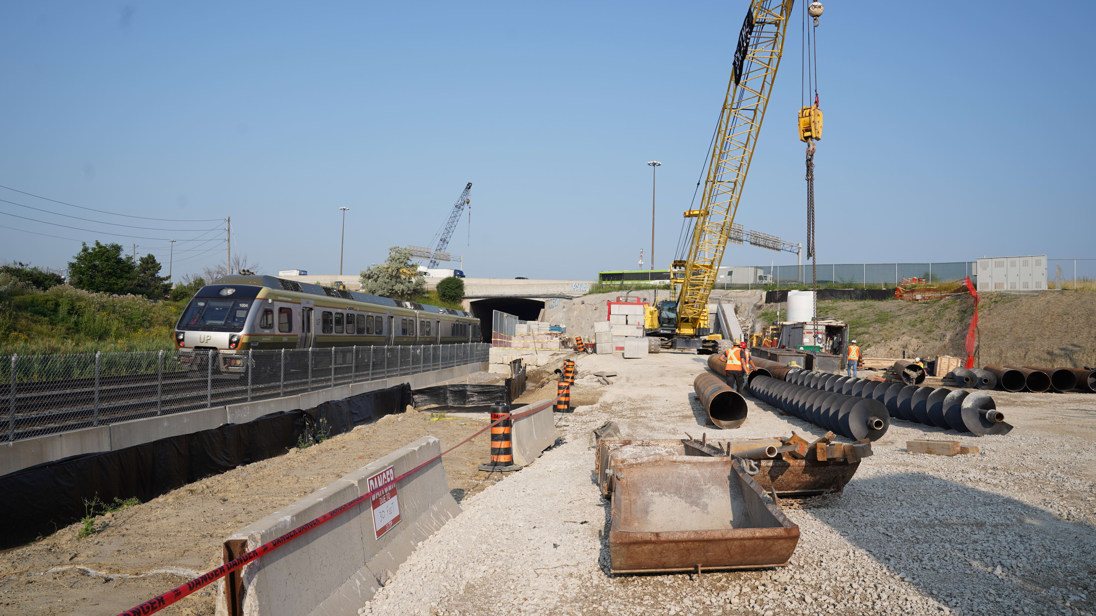 The the work site, as material and crews are brought in.