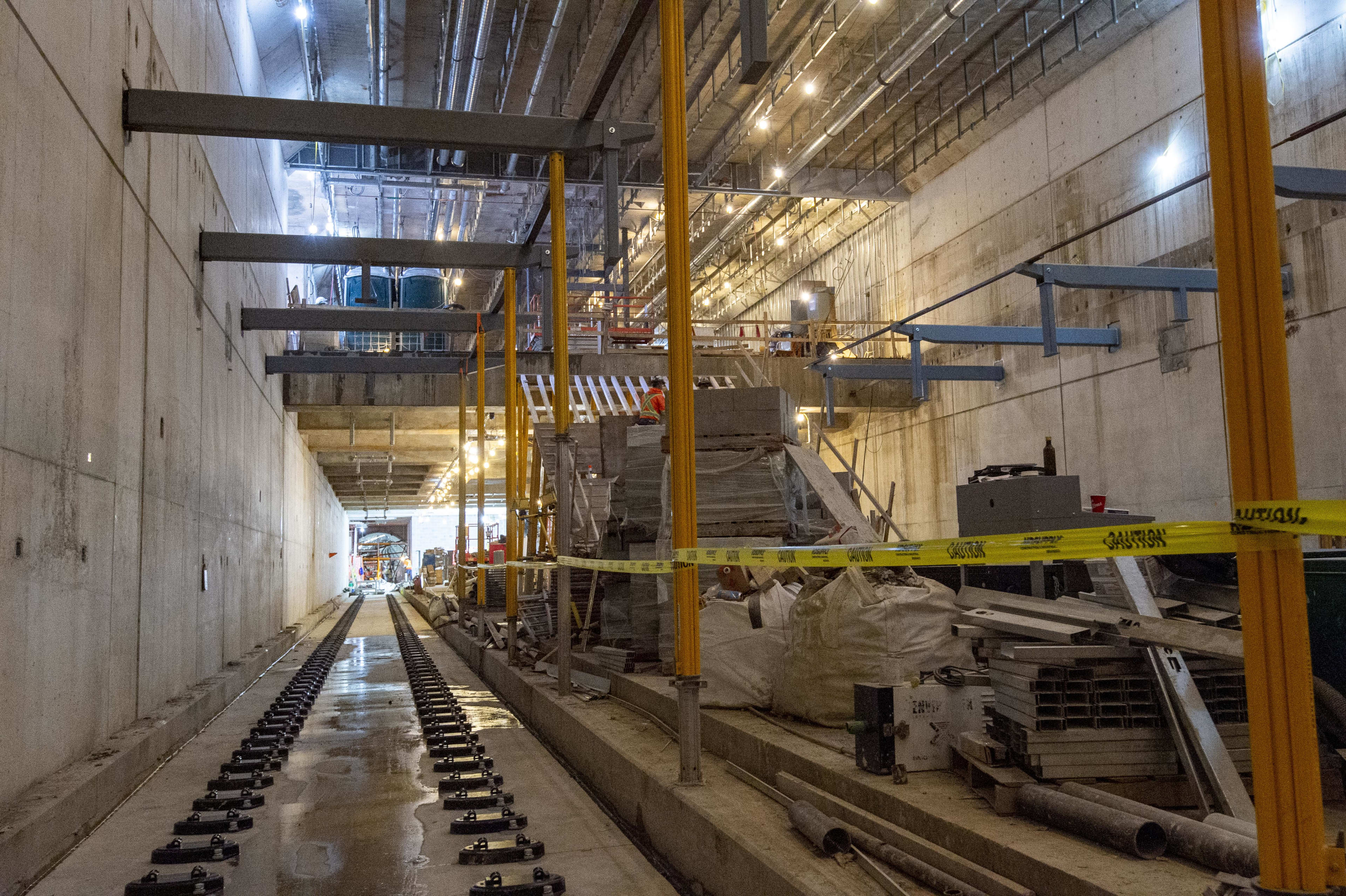 rail getting installed at Keelesdale Station