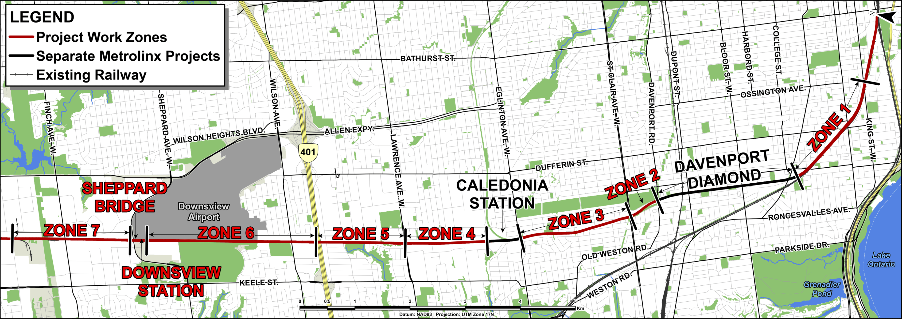 Barrie Line construction work map