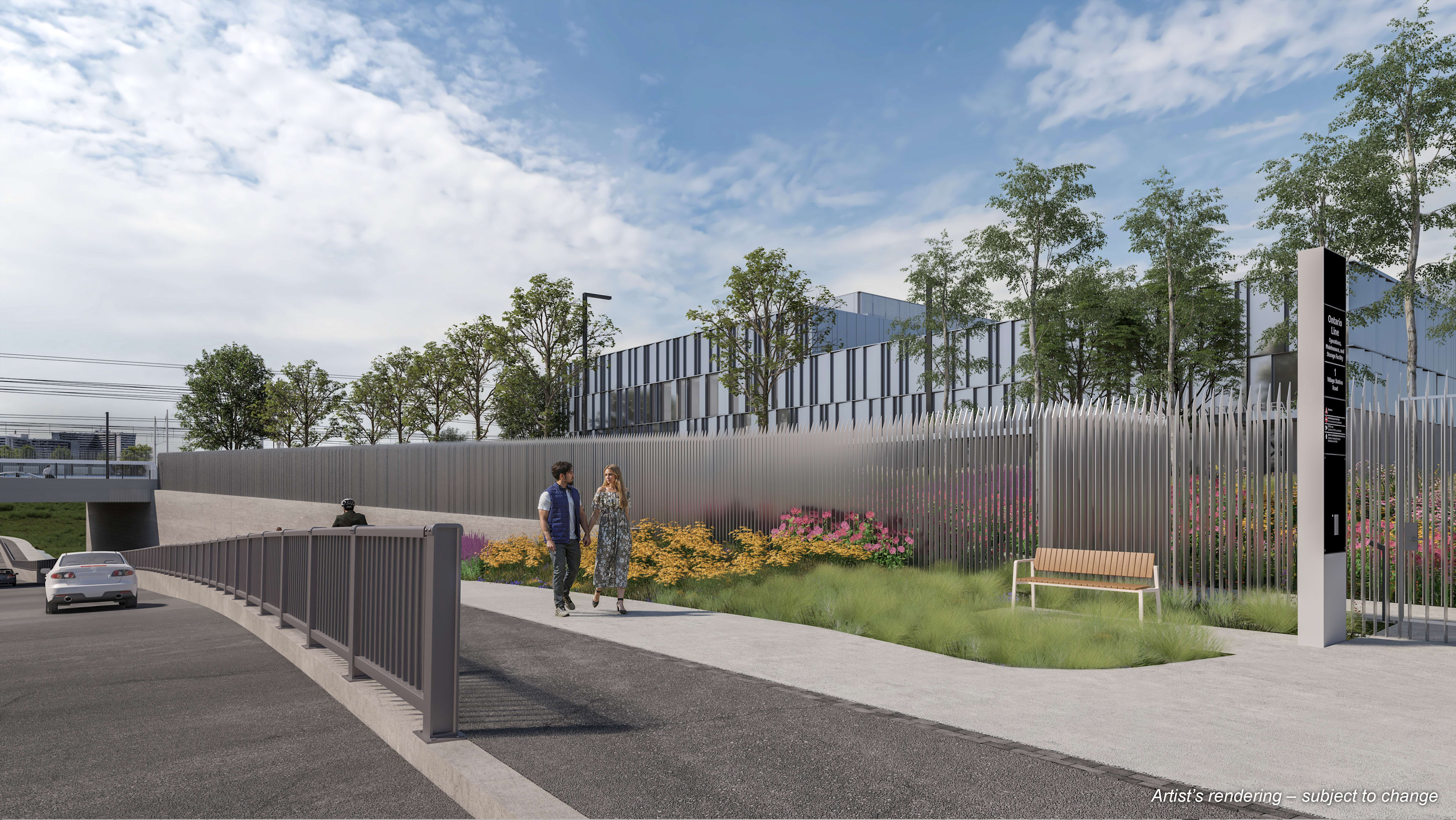 Renderings of the Ontario Line's future operations, maintenance and storage facility
