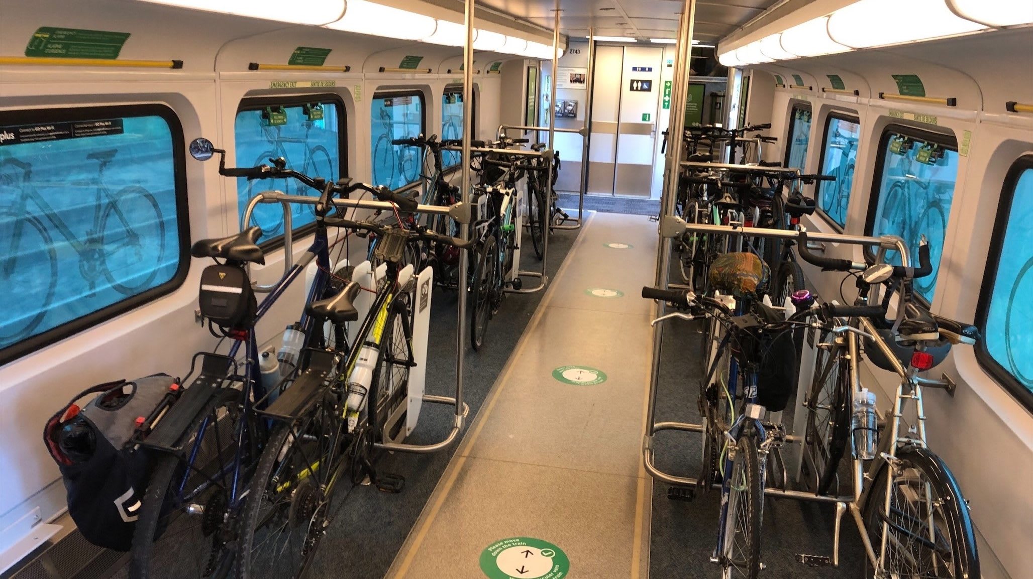 bikes parked in a special GO bike train car
