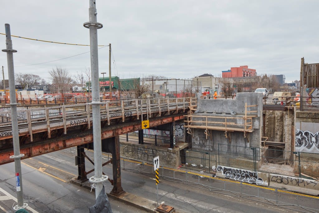 above view of bloor street bridge during construction