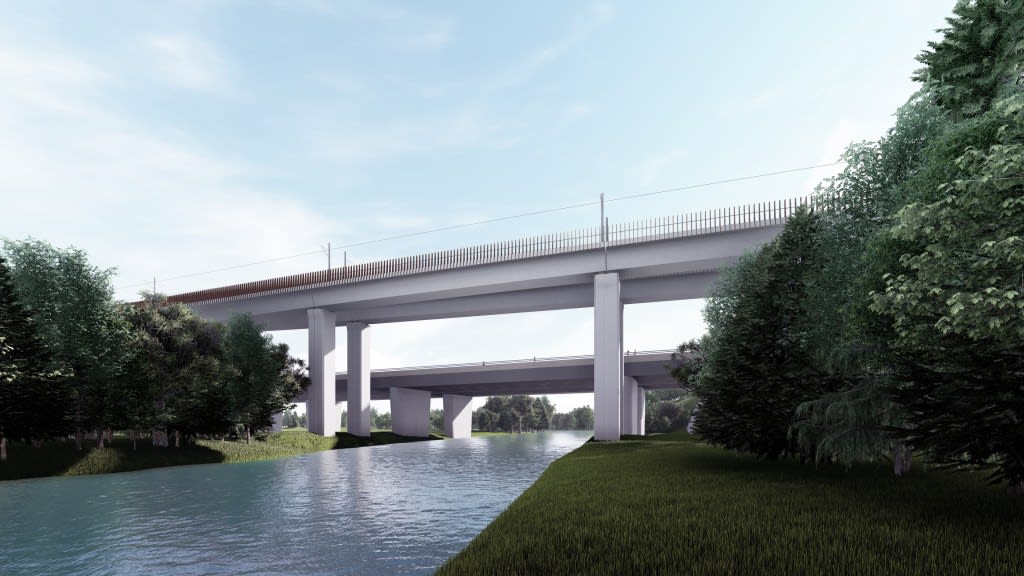 An artist's rendering of the elevated section for the Eglinton Crosstown West Extension