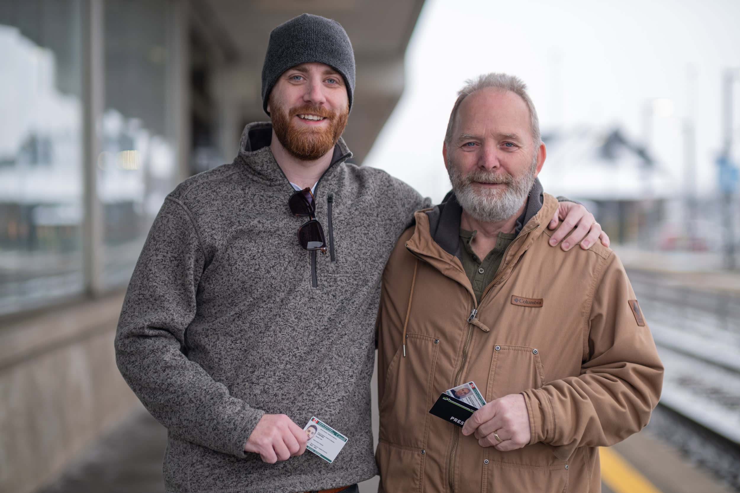 Veterans riding GO Train with PRESTO Card