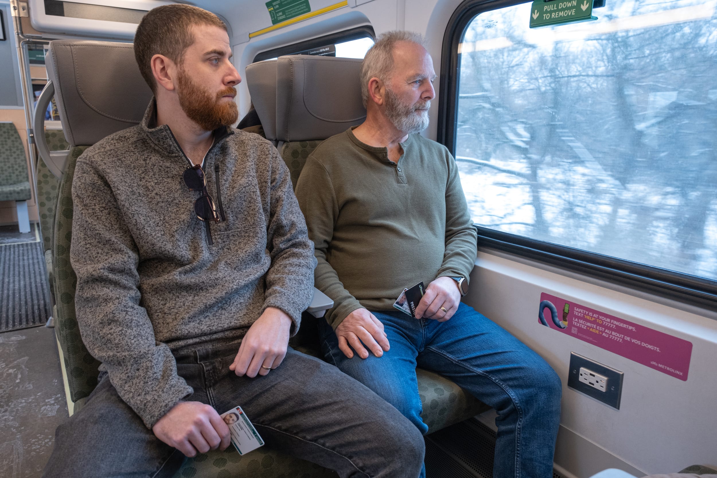 Veterans riding GO Train with PRESTO Card
