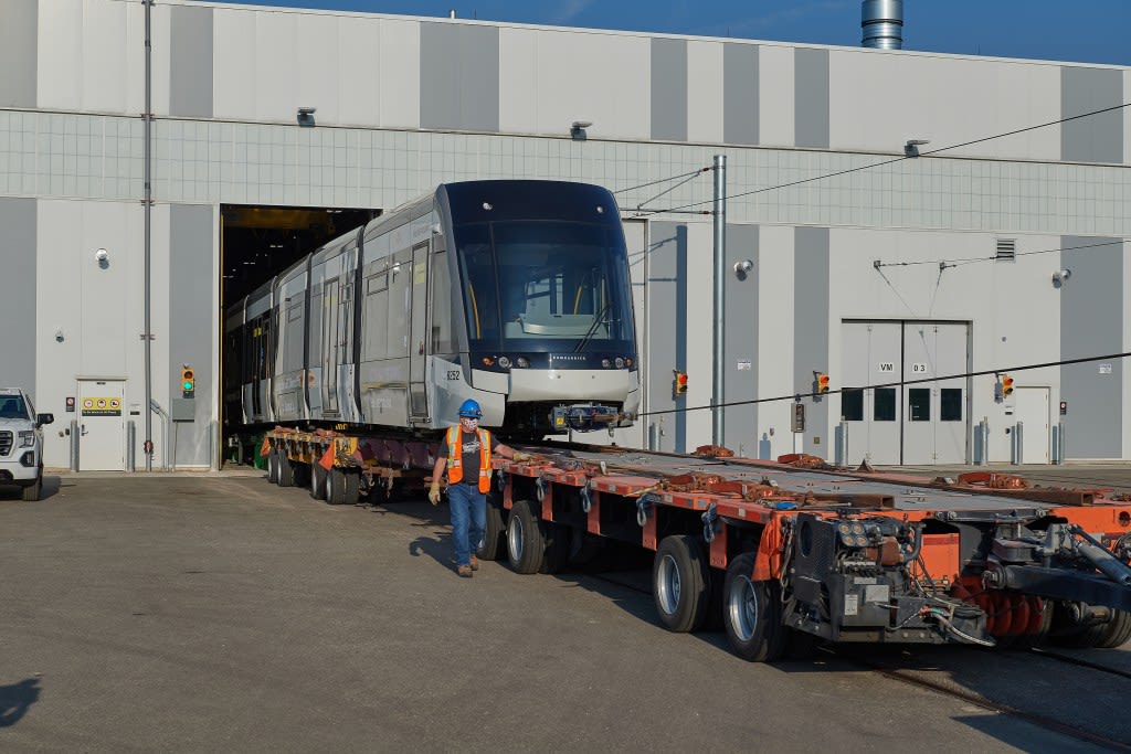 Eglinton Crosstown LRT vehicles make their way to the east end for the first time