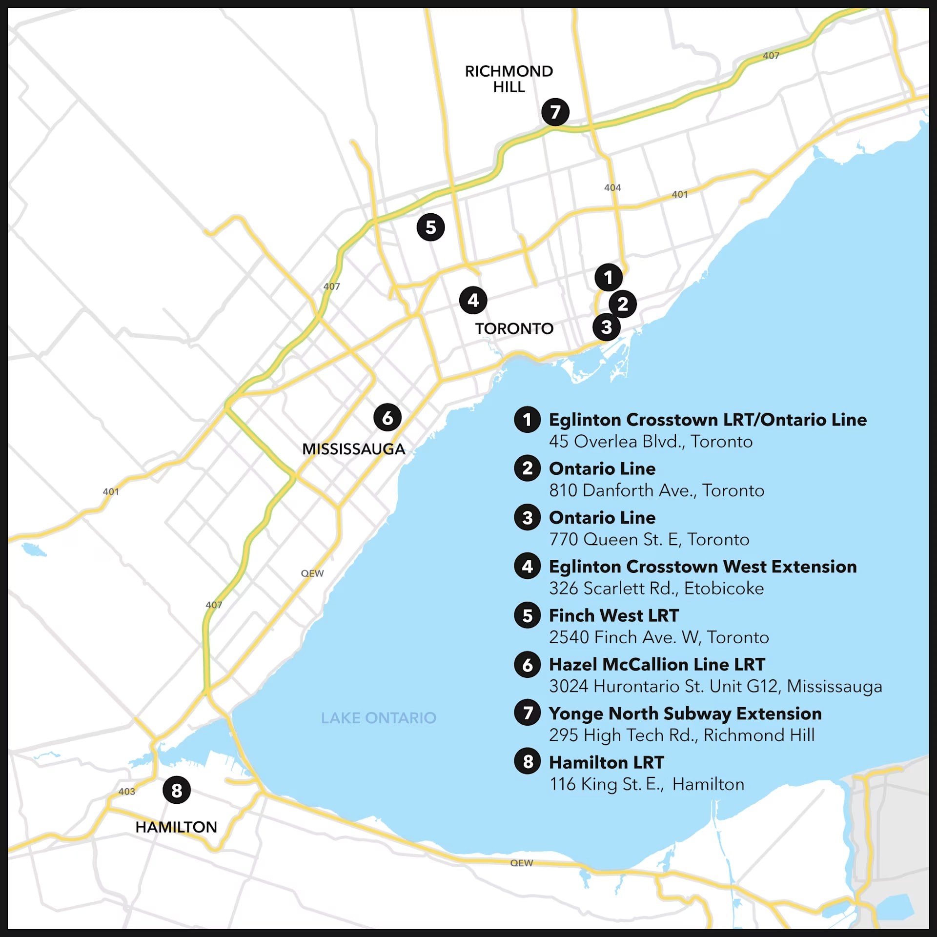 Map of Metrolinx community offices updated November 2025