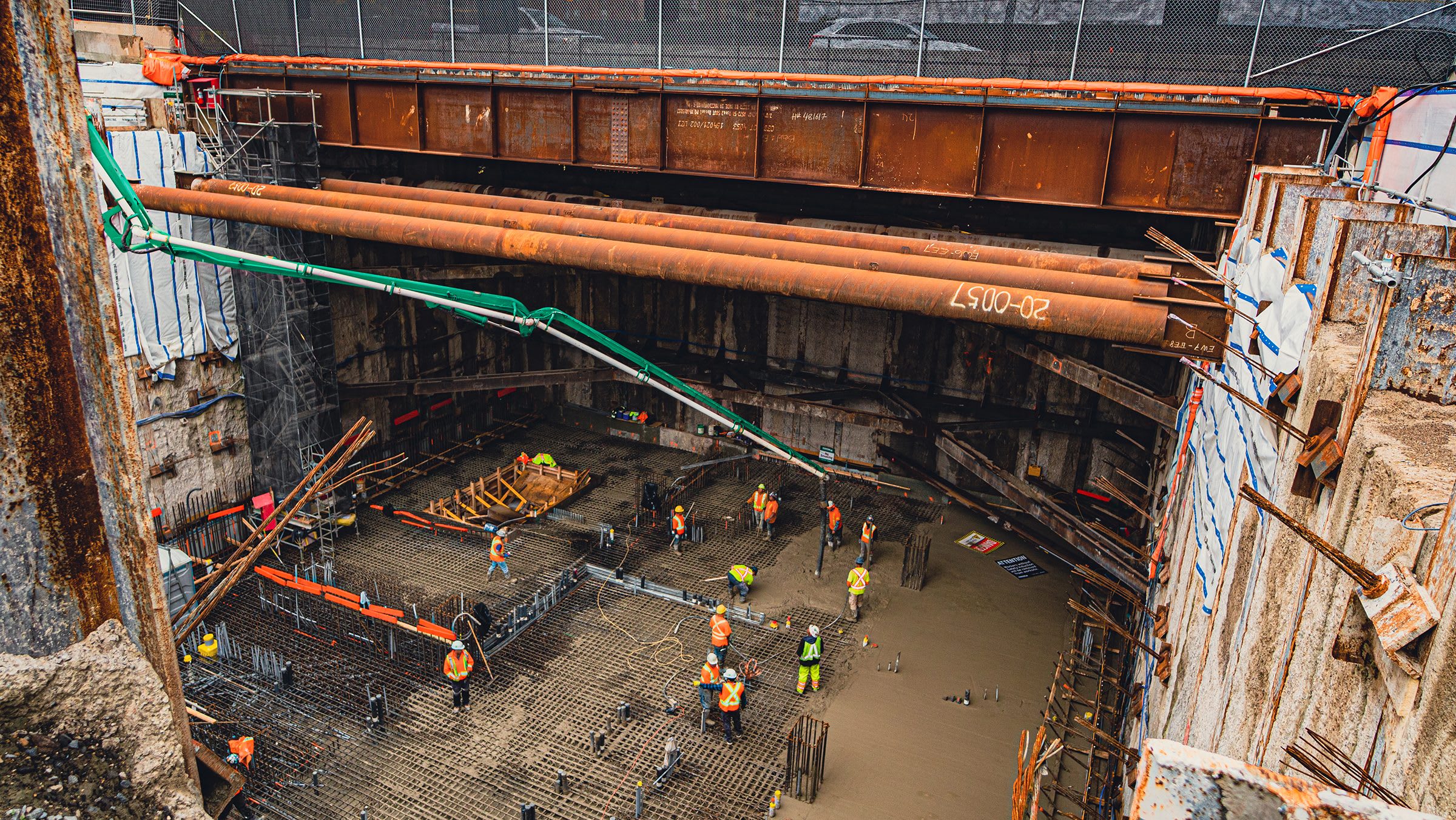 crews pouring the concrete.