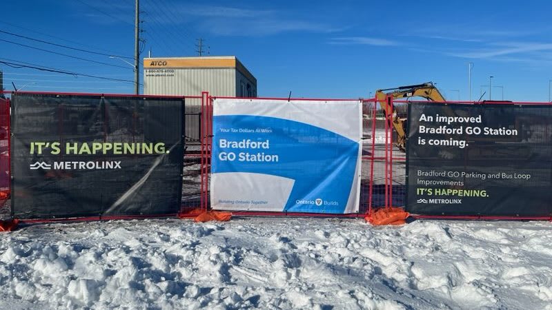 construction signage at Bradford GO