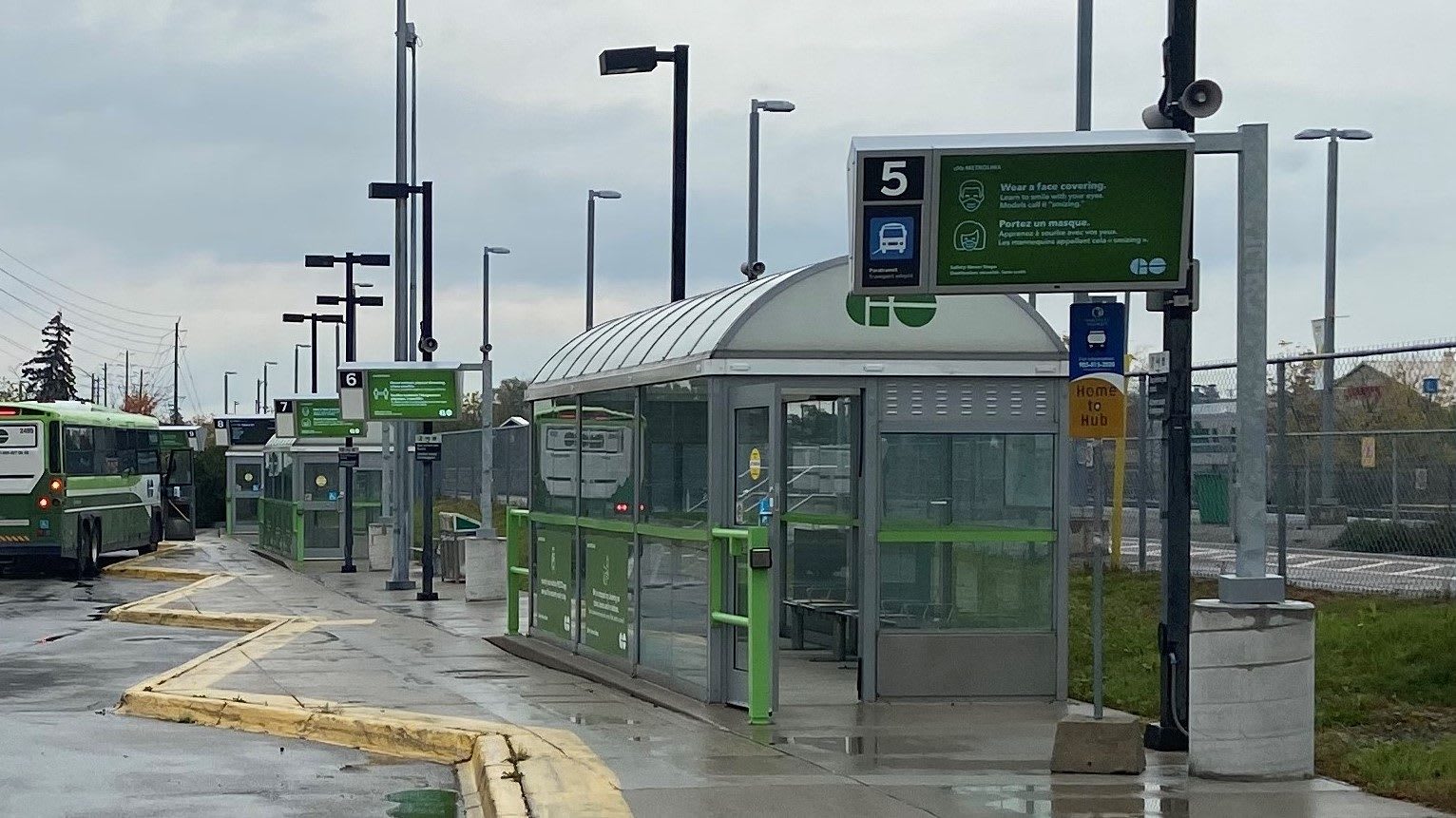 New digital signage showing real-time next GO Bus information at Lisgar GO Station.