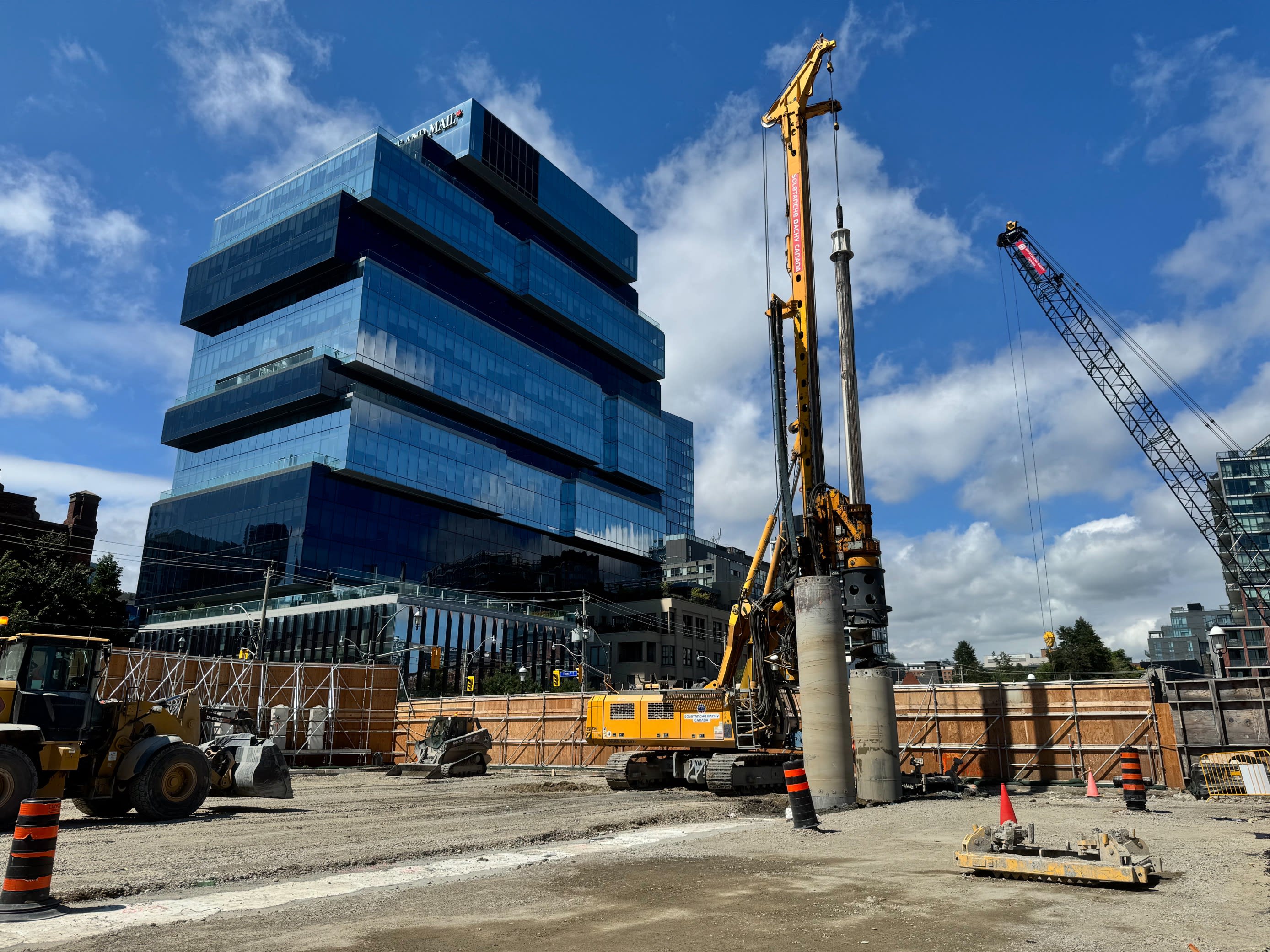 Piling work at the site of the future Corktown Station