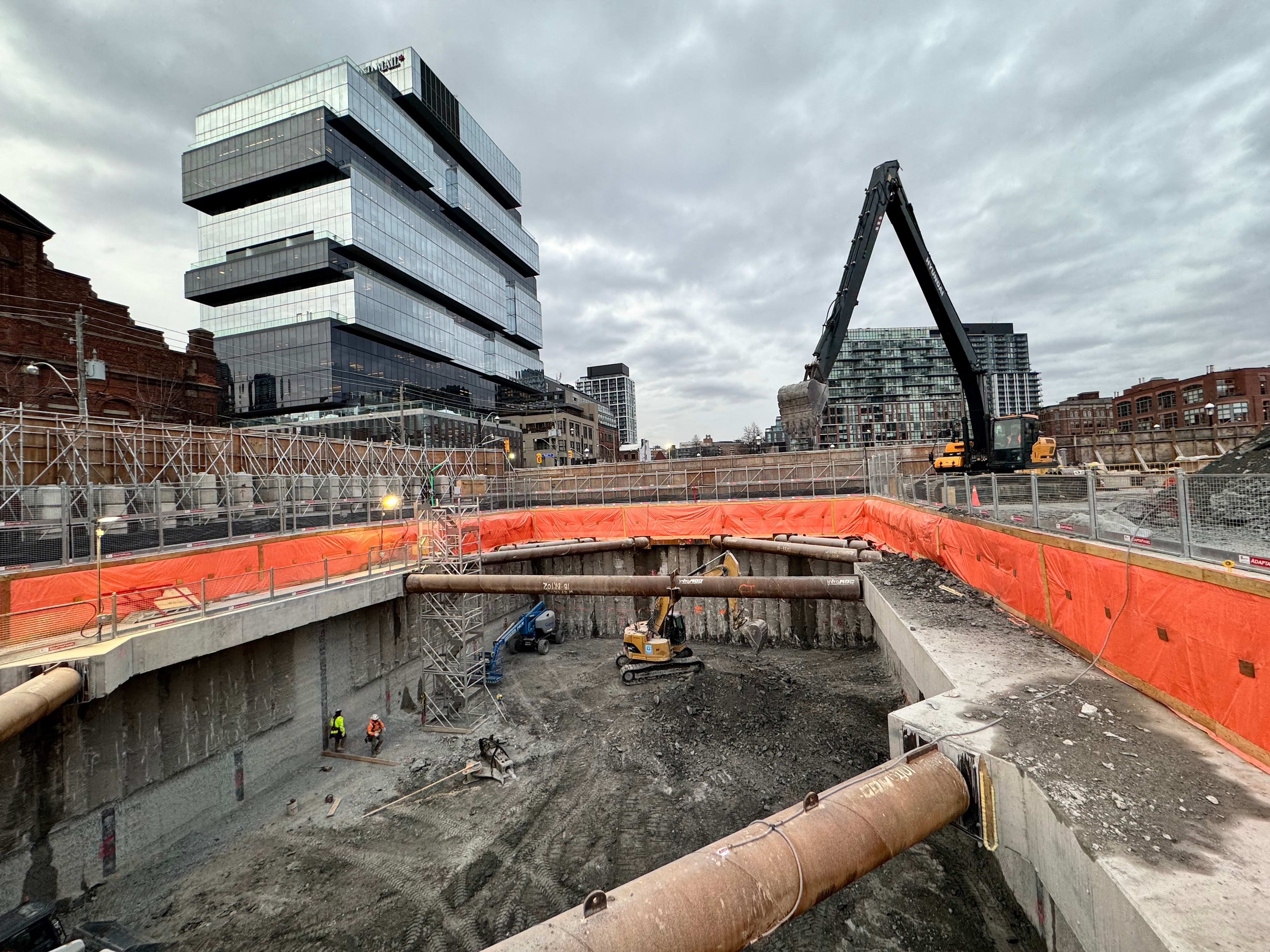Excavation underway at the future Corktown station site.