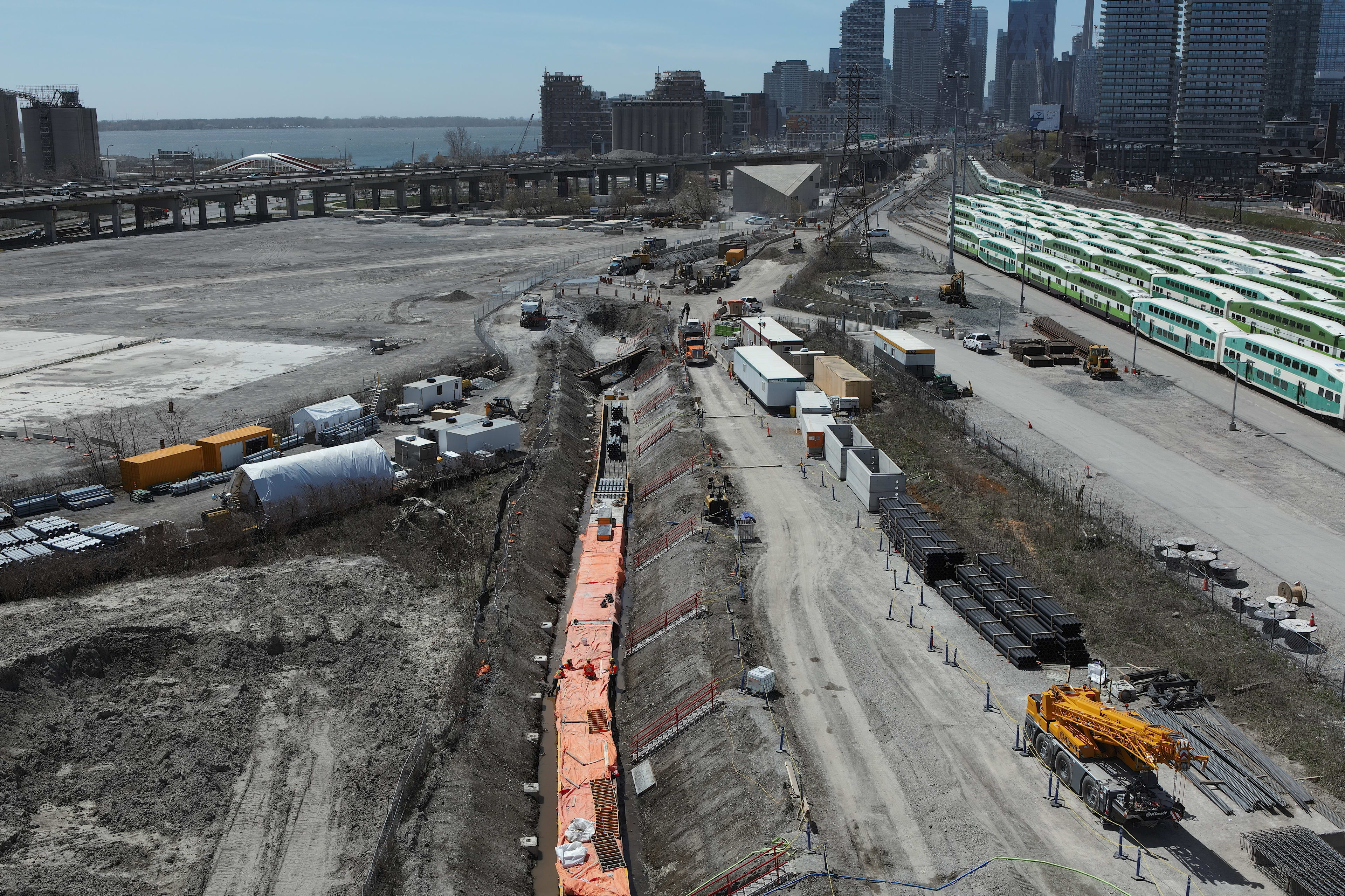 Drone image of construction at Wilson Yard.