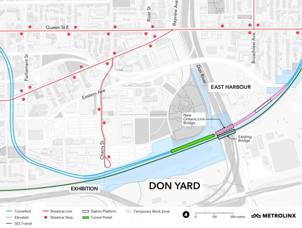 A site plan showing the future East Harbour GO Station.