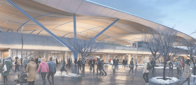 people going into a station.
