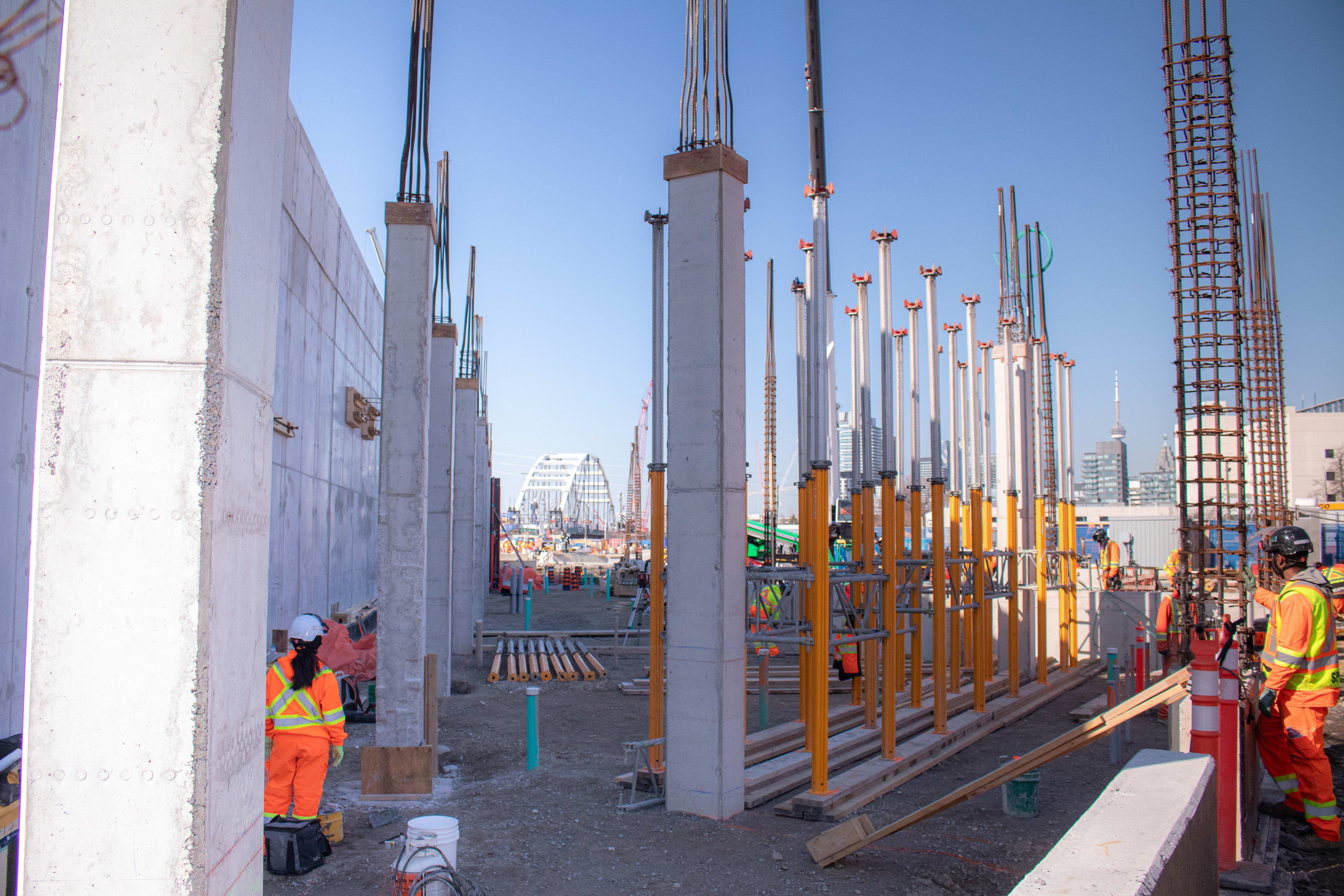 Views of our East Harbour Transit Hub Building during construction in Spring 2026