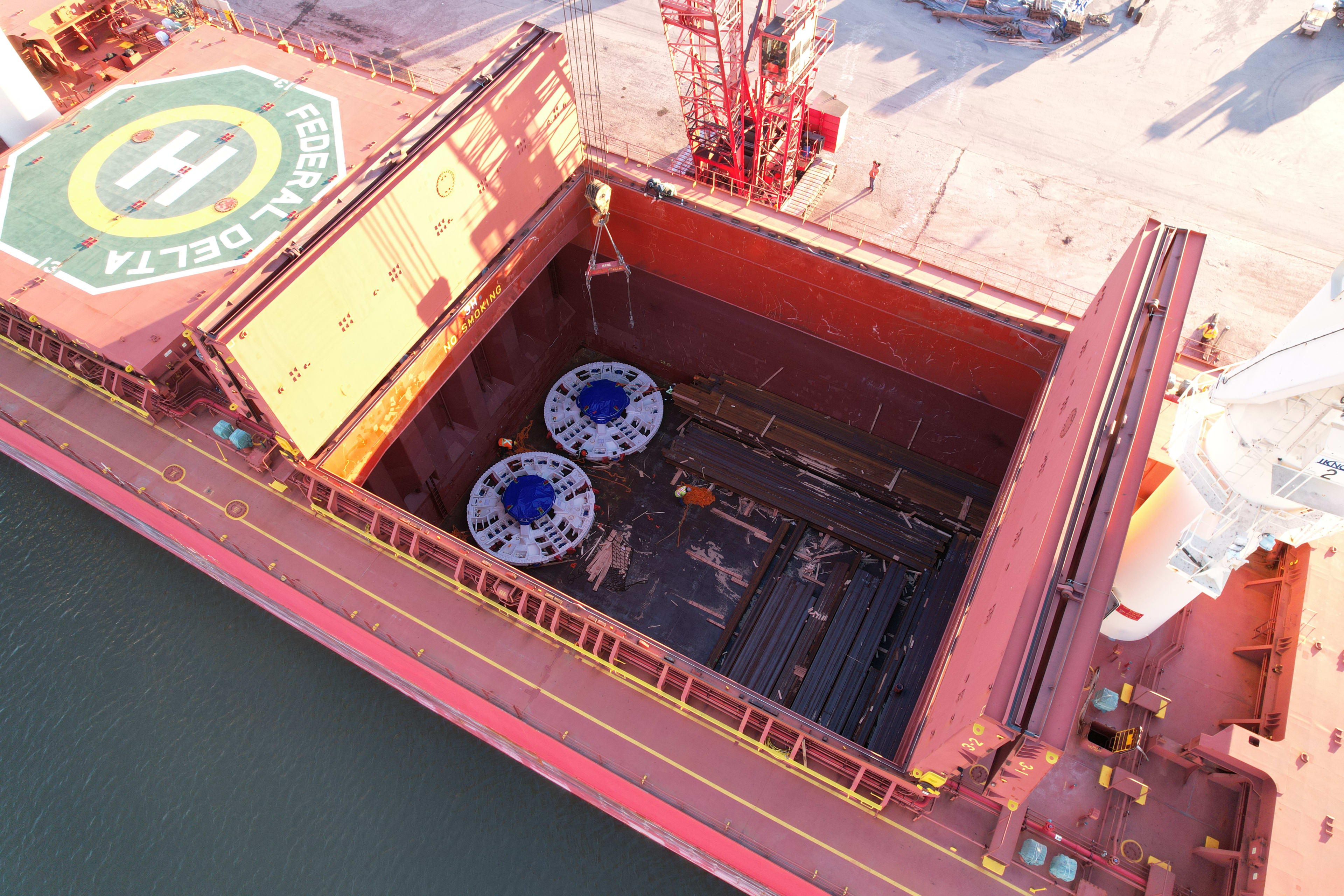 Images shows inside of the container ship.