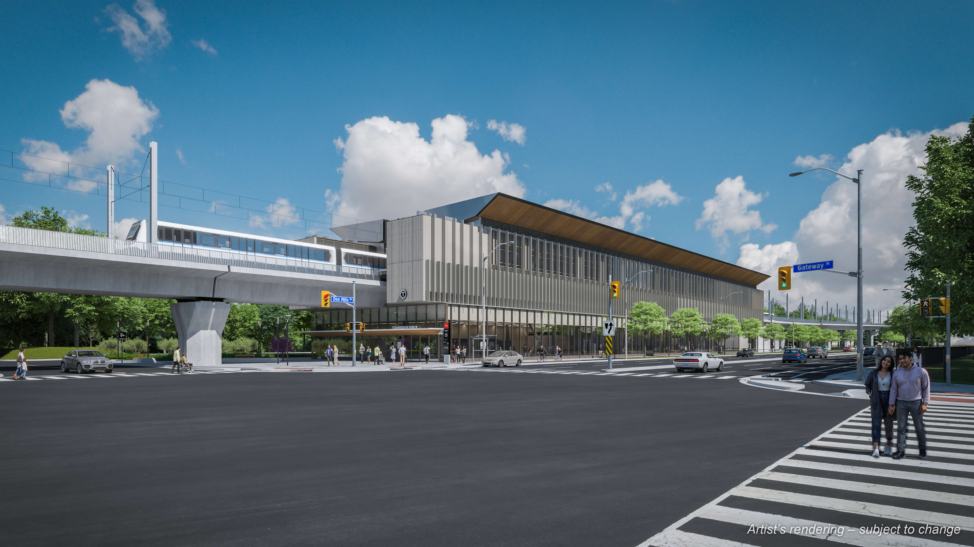 Renderings of the future Ontario Line's Flemingdon Park Station