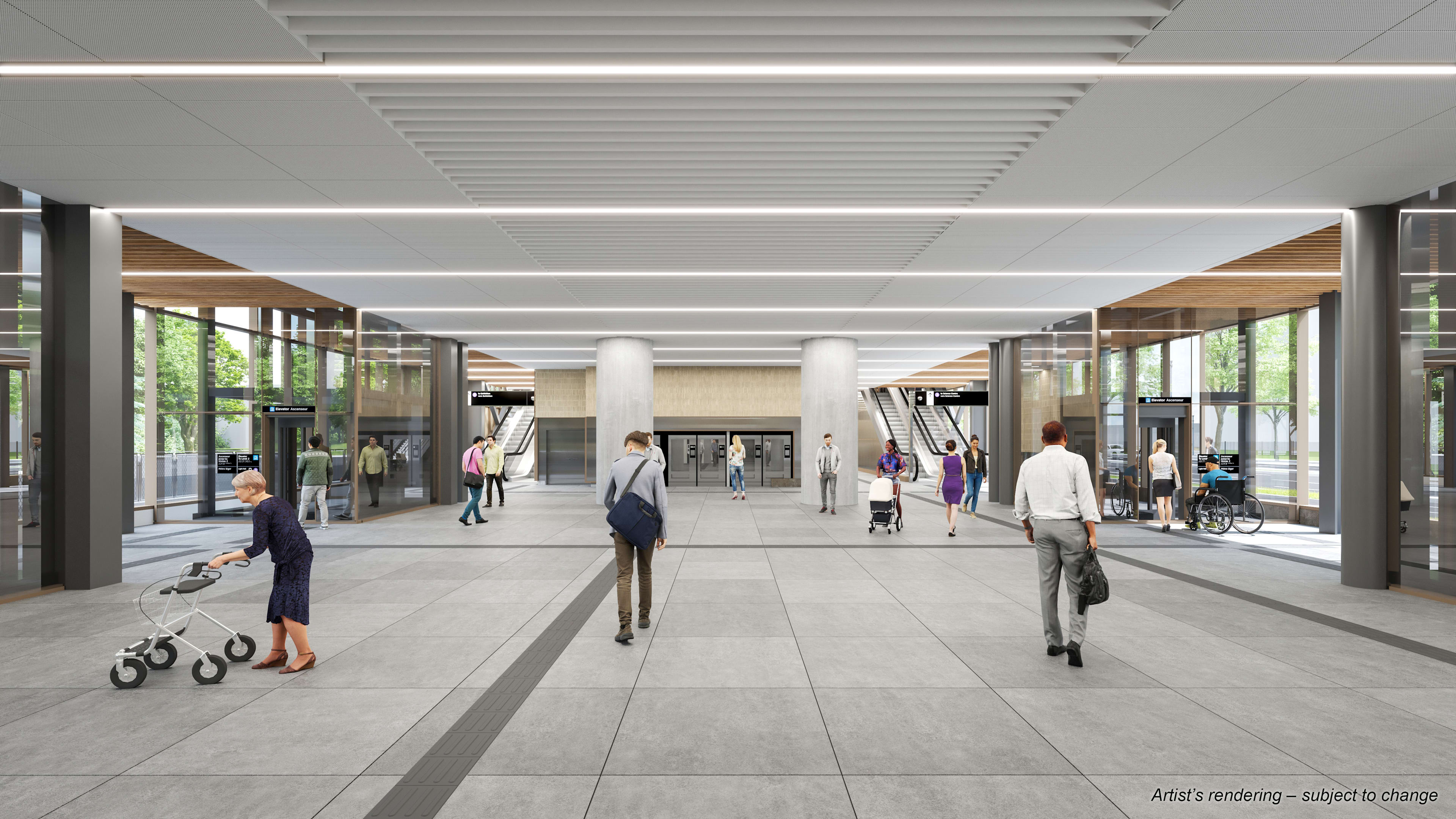 Renderings of the future Ontario Line's Flemingdon Park Station