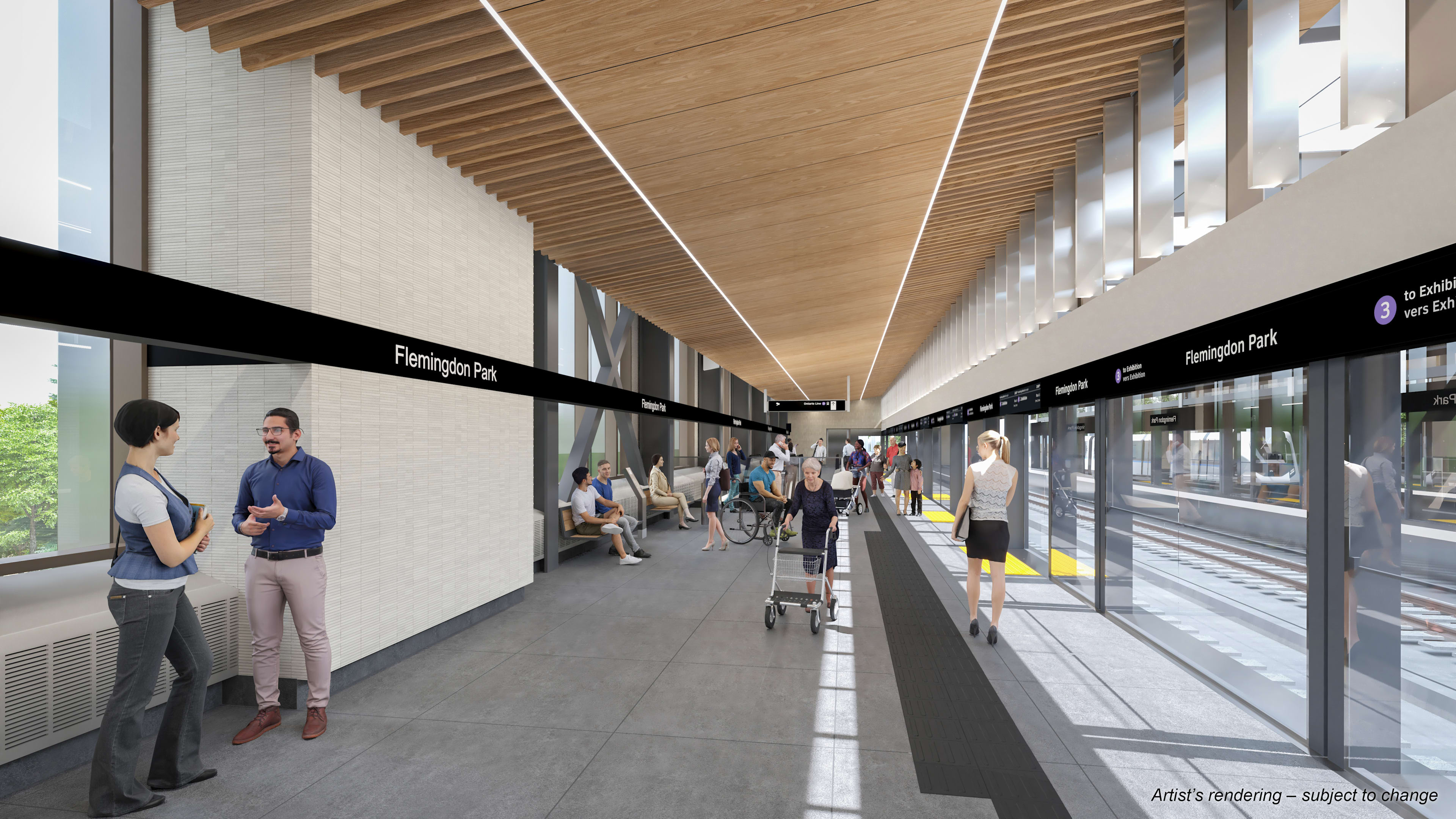 Renderings of the future Ontario Line's Flemingdon Park Station