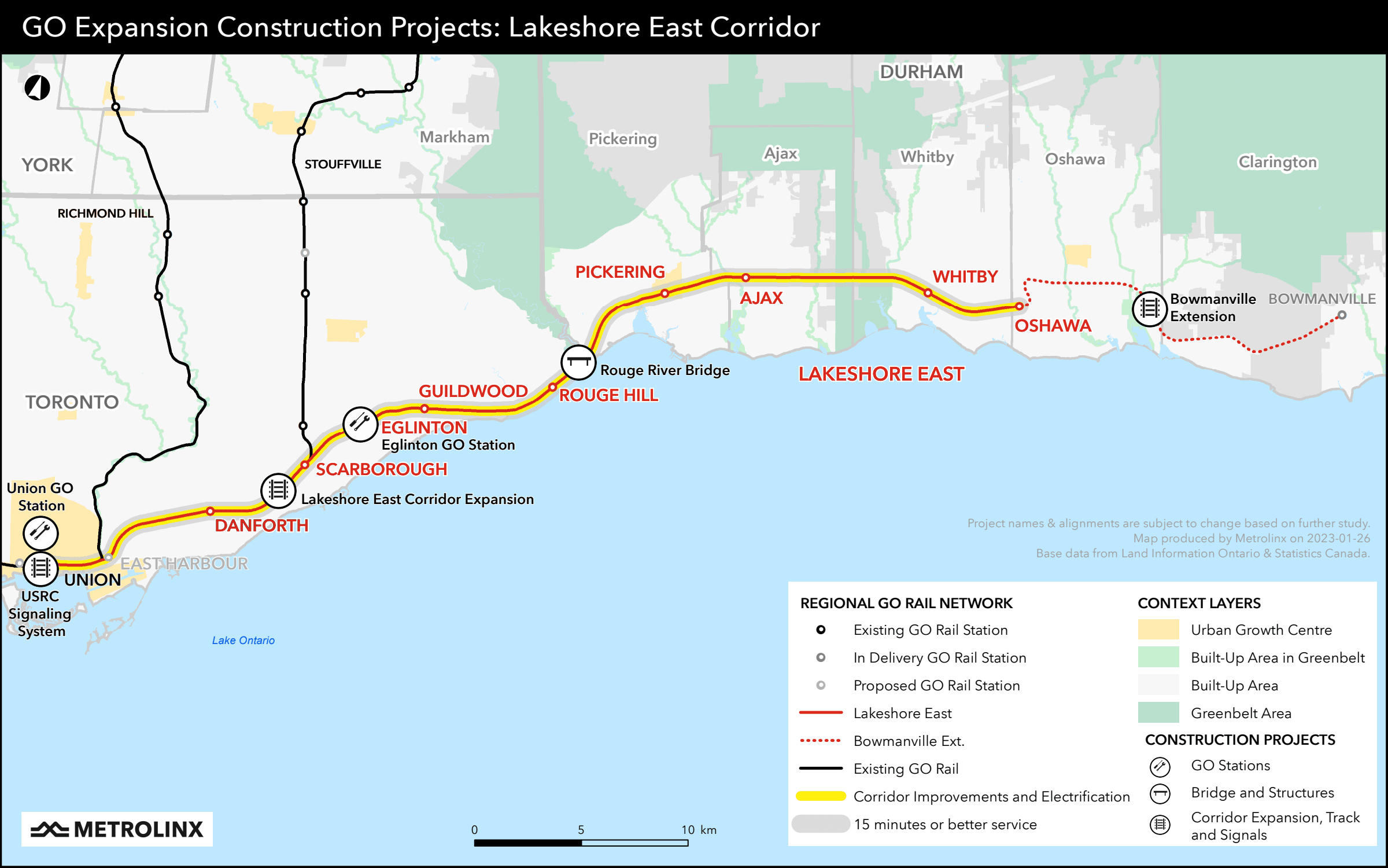 Lakeshore East Line Map