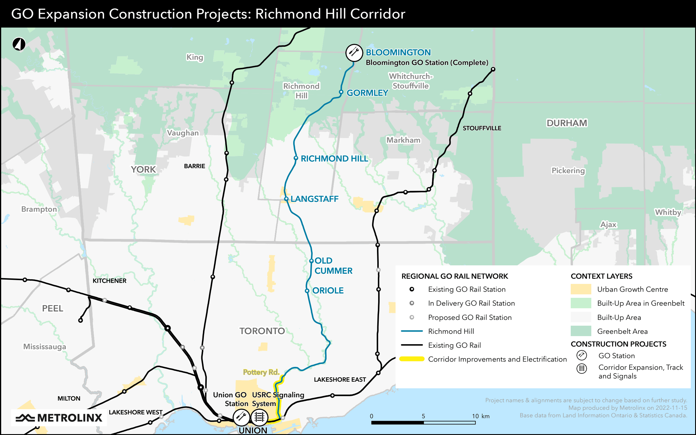 Richmond Hill Line Map