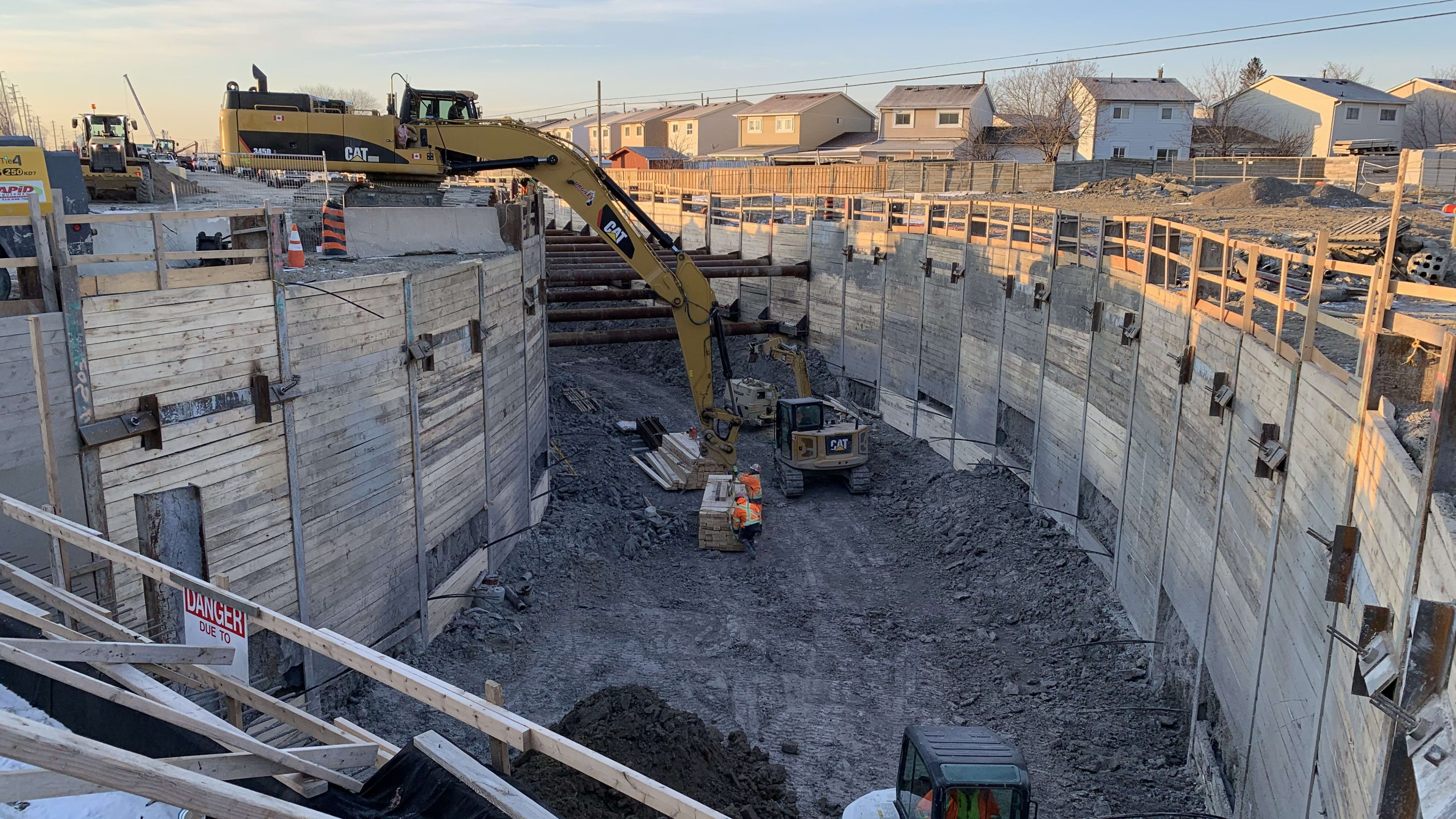 look inside the Finch West LRT construction site at Humber College North Campus - with constructi...