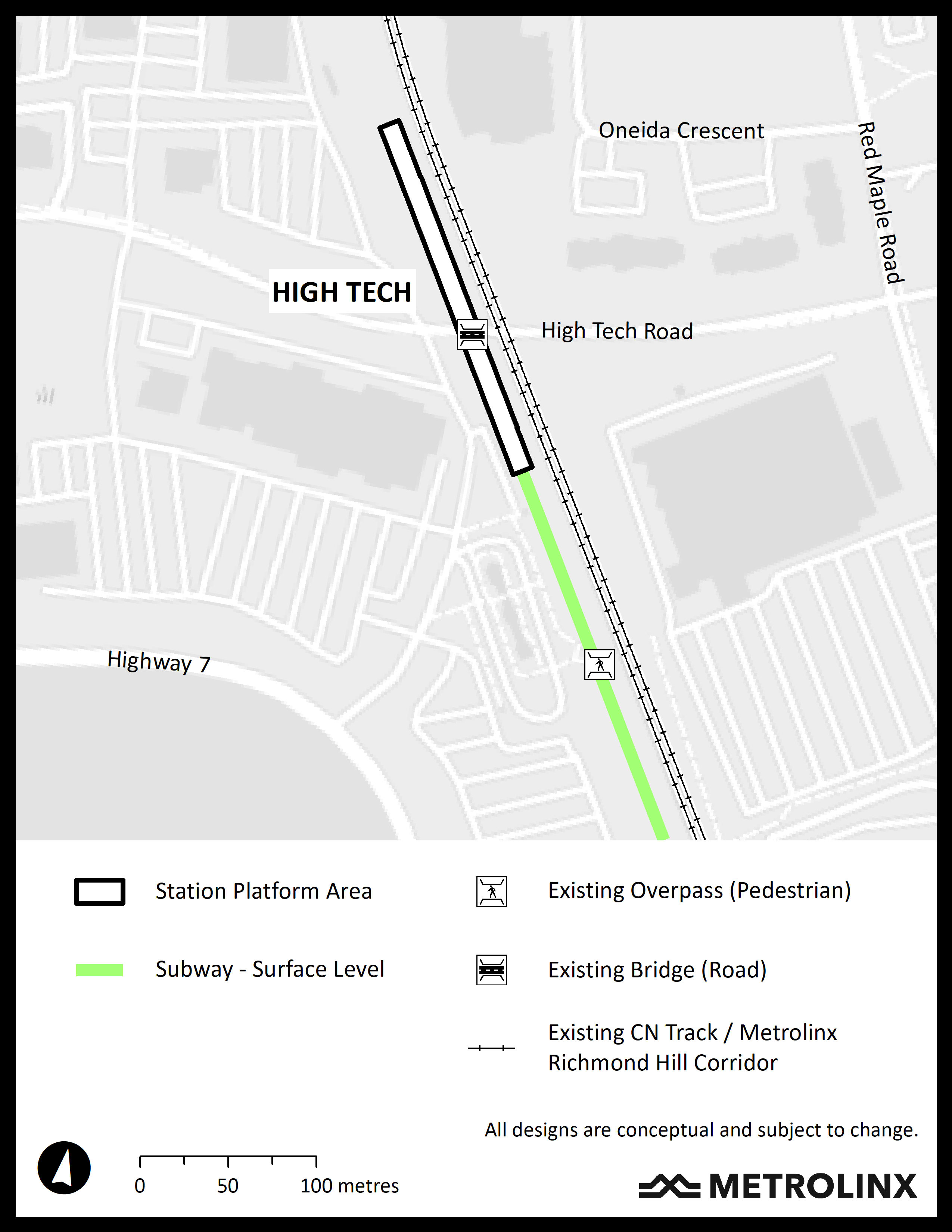 Image is a map of High Tech Road area.