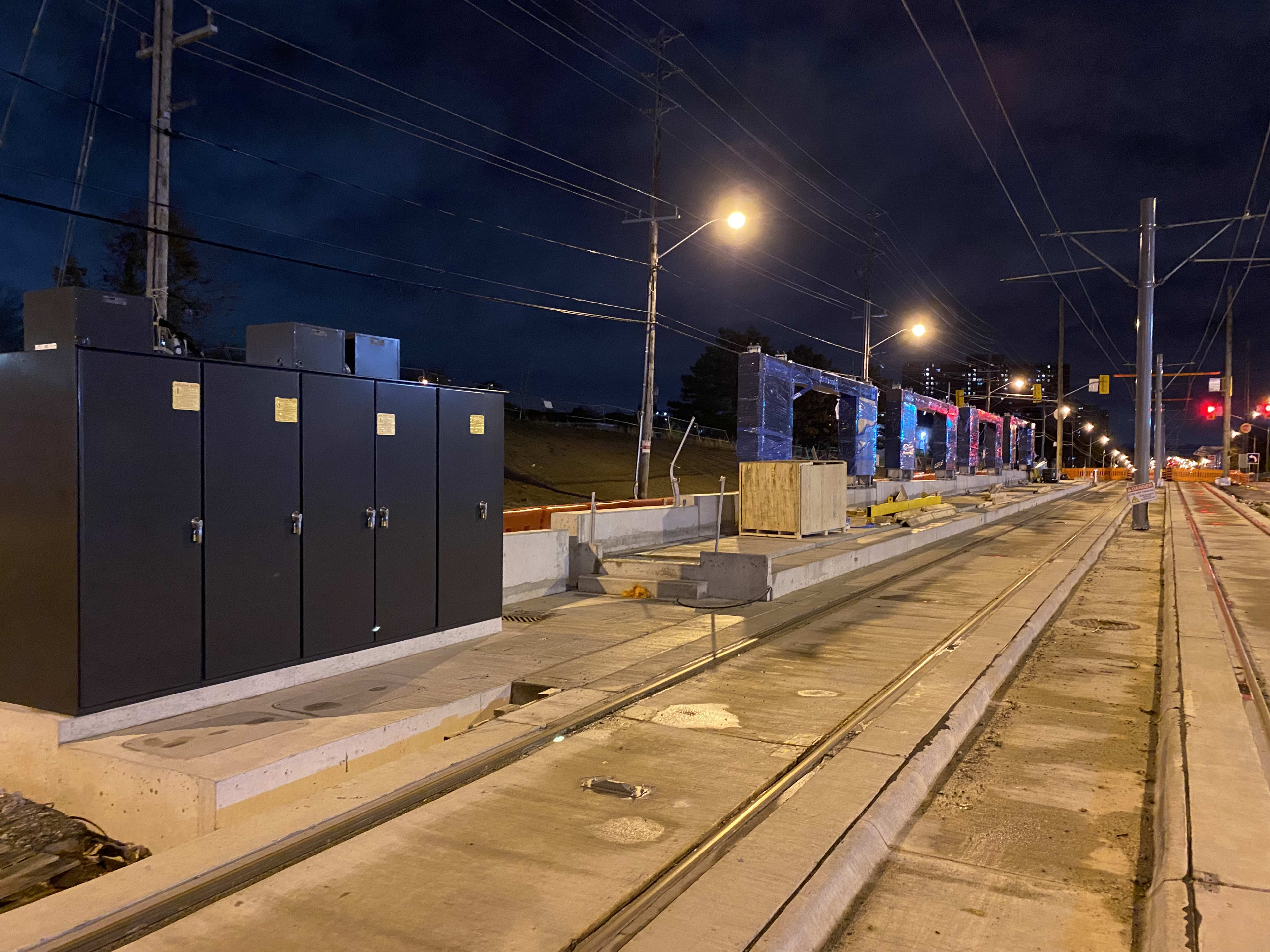 Finch West LRT station shelters installation