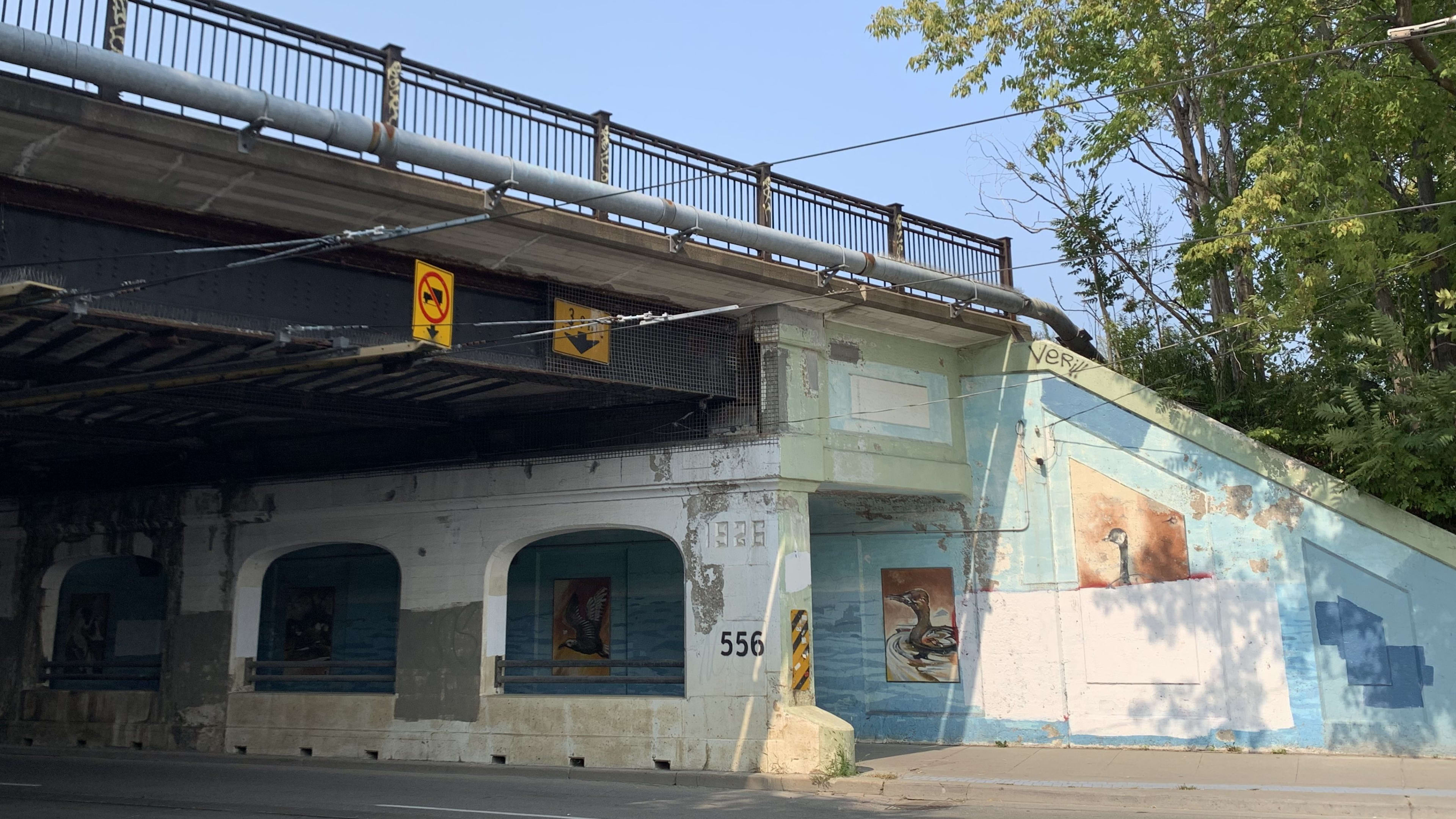 One of the many historic bridges along Queen Street in Toronto