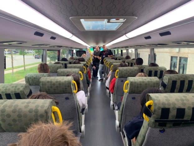 Students on the GO Bus for Bike Month