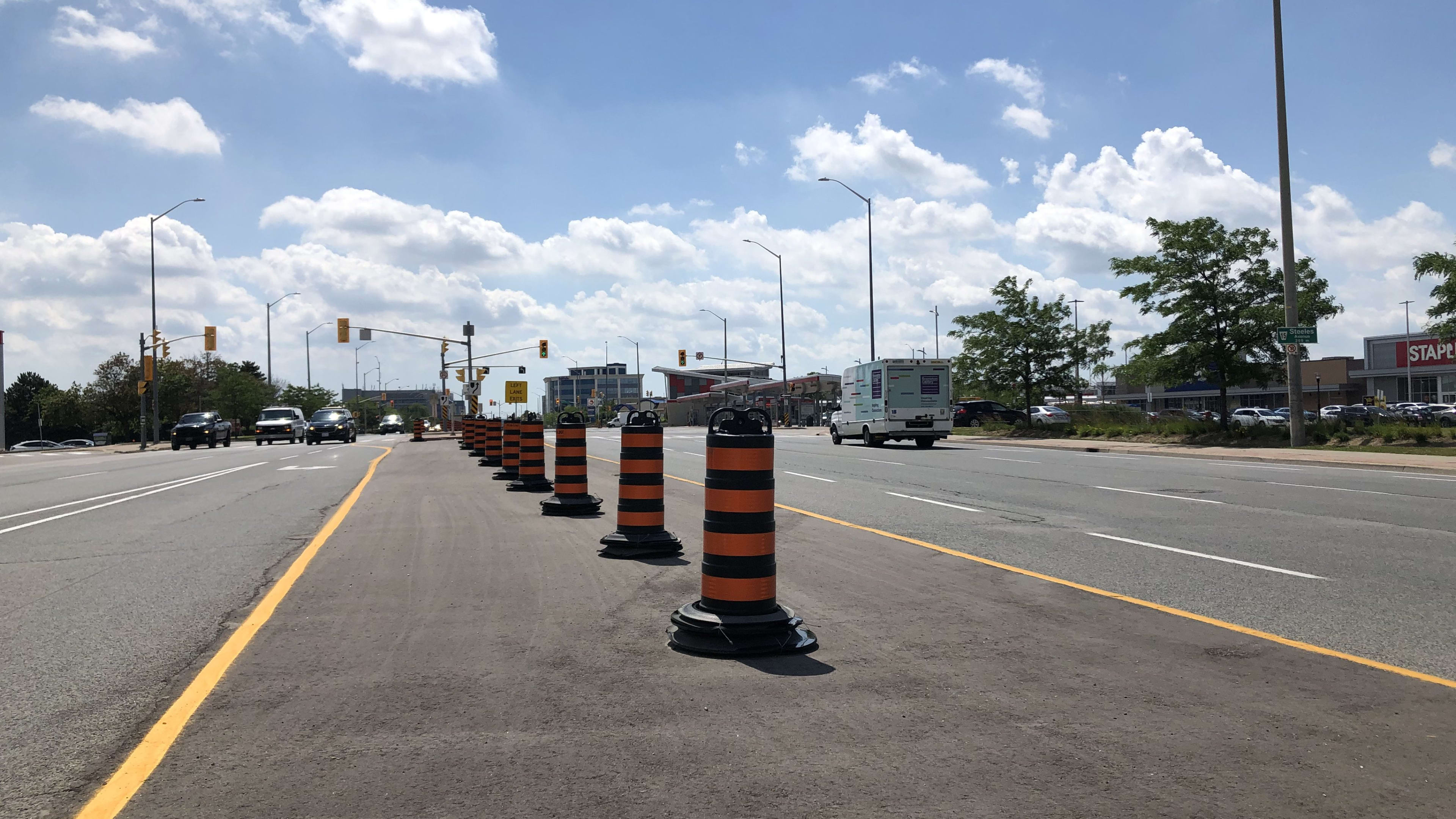 construction cones on the street.