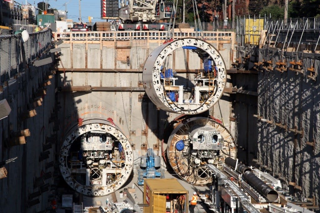 Images shows Crosstown boring machines