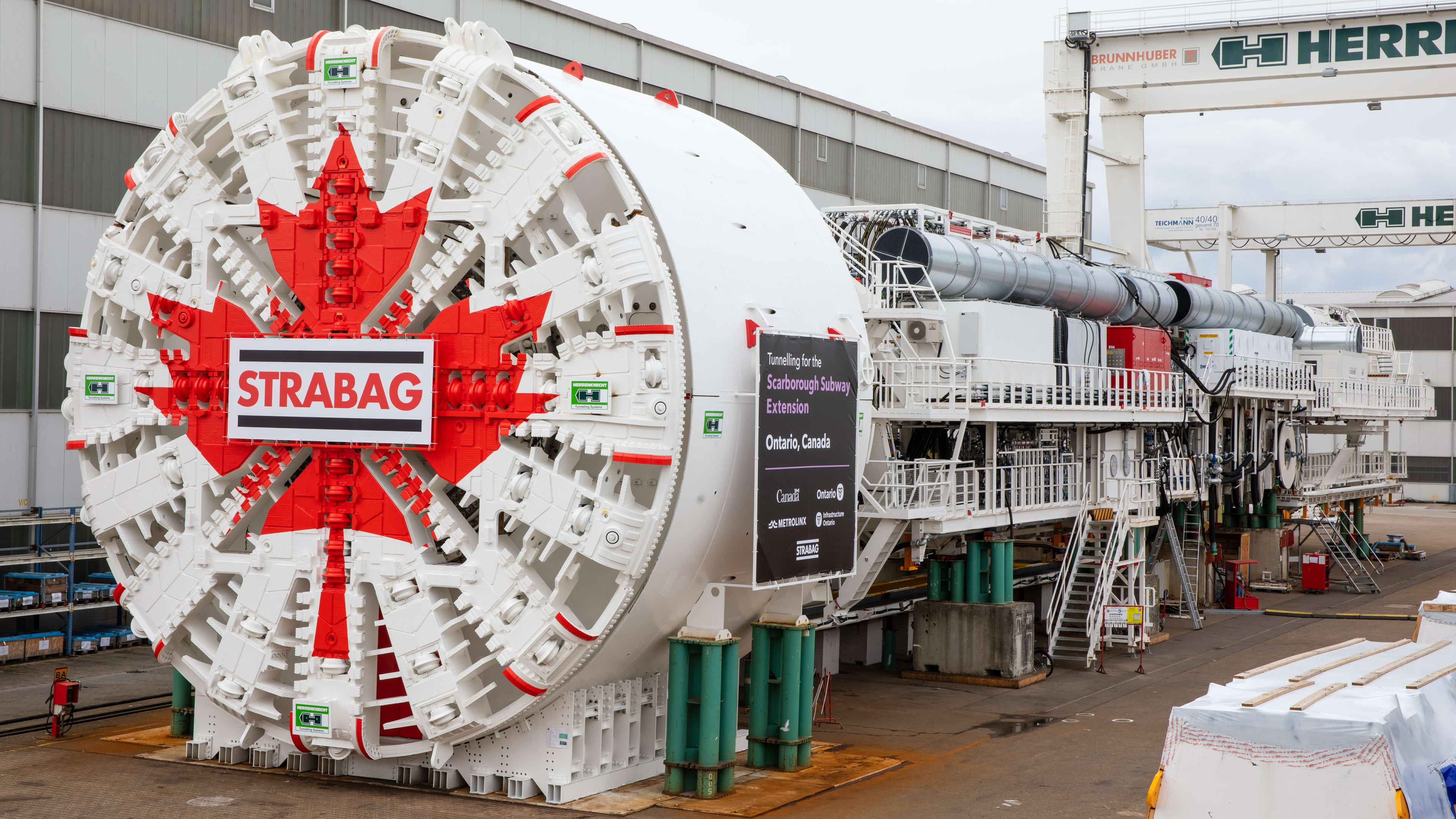 The tunnel boring machine for the Scarborough Subway Extension during factory testing in Germany ...