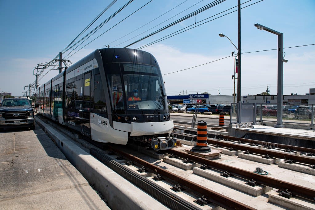 A train is shown on the tracks.