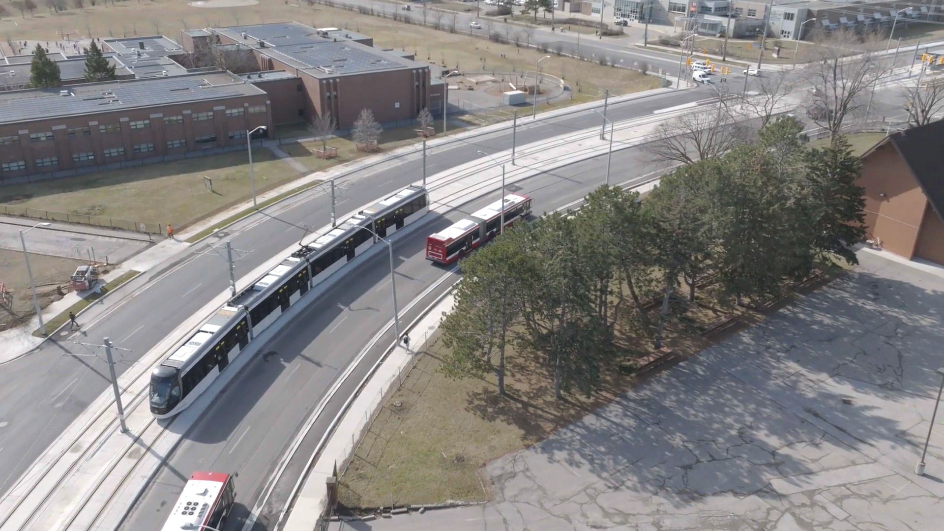 Light rail vehicle approaching Martin Grove Road