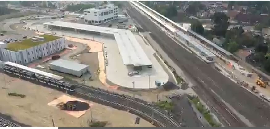 a shot looking down on the station.