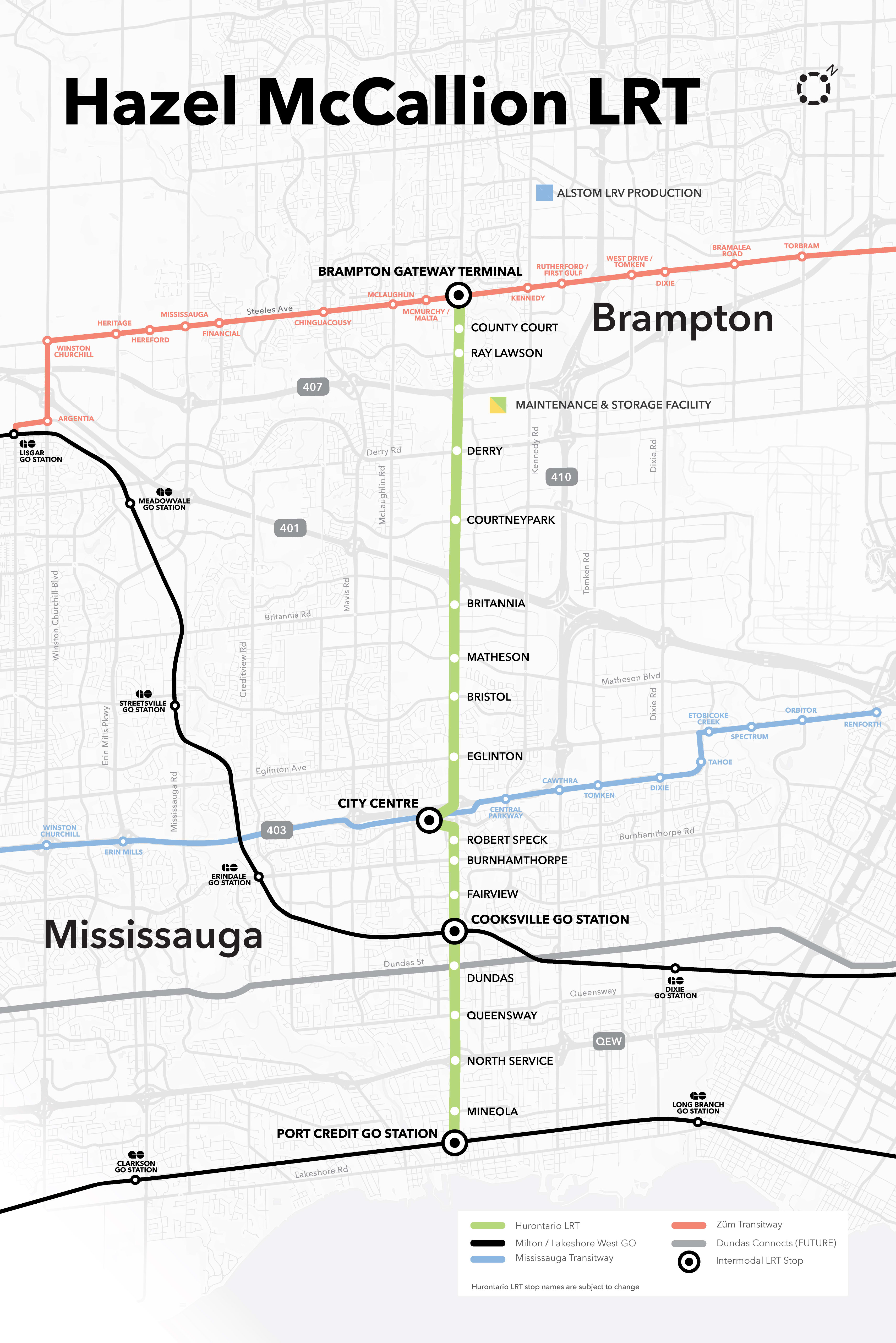 Hazel McCallion LRT Map - 2023