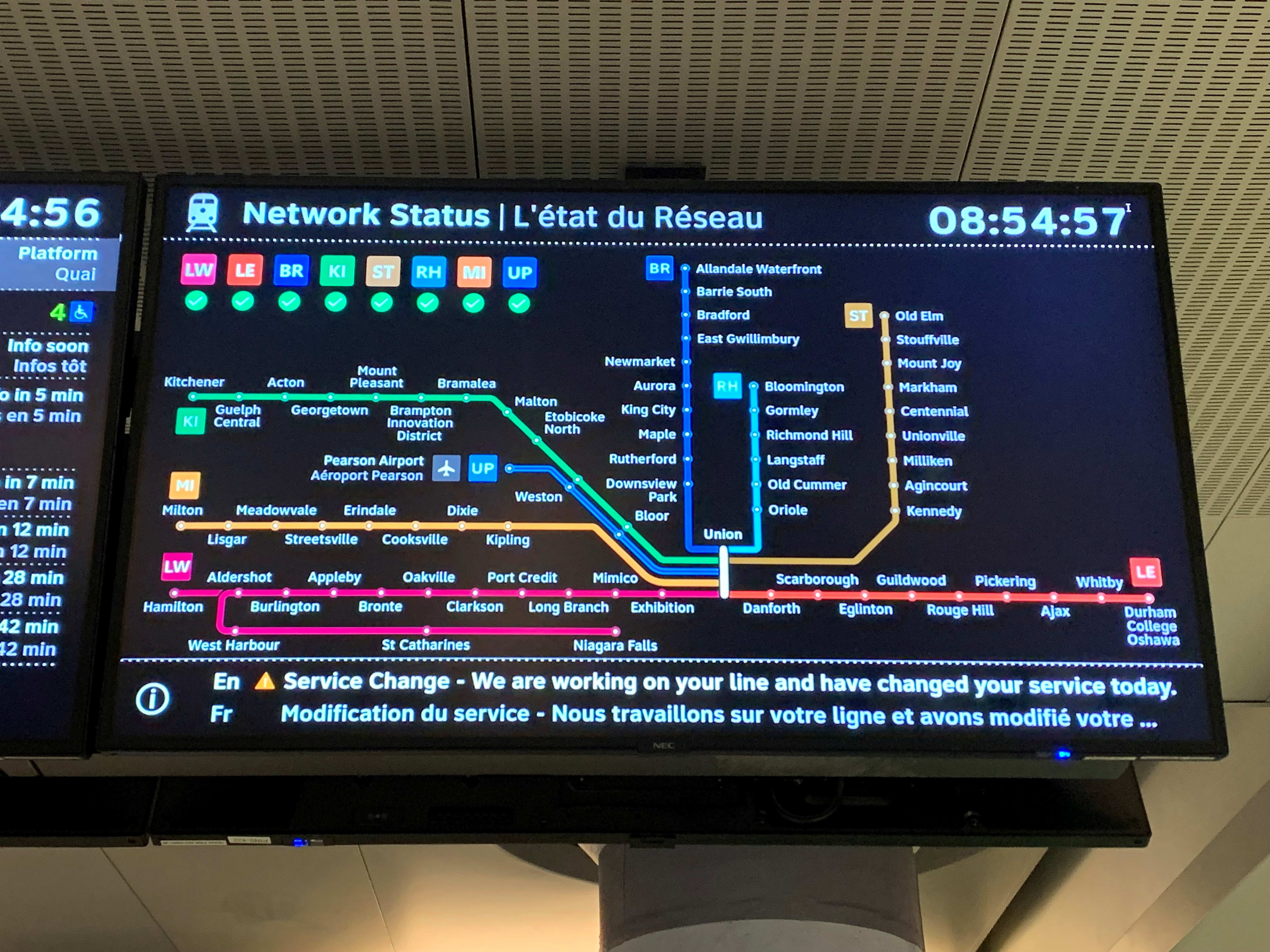 GO Transit Network Status Screens