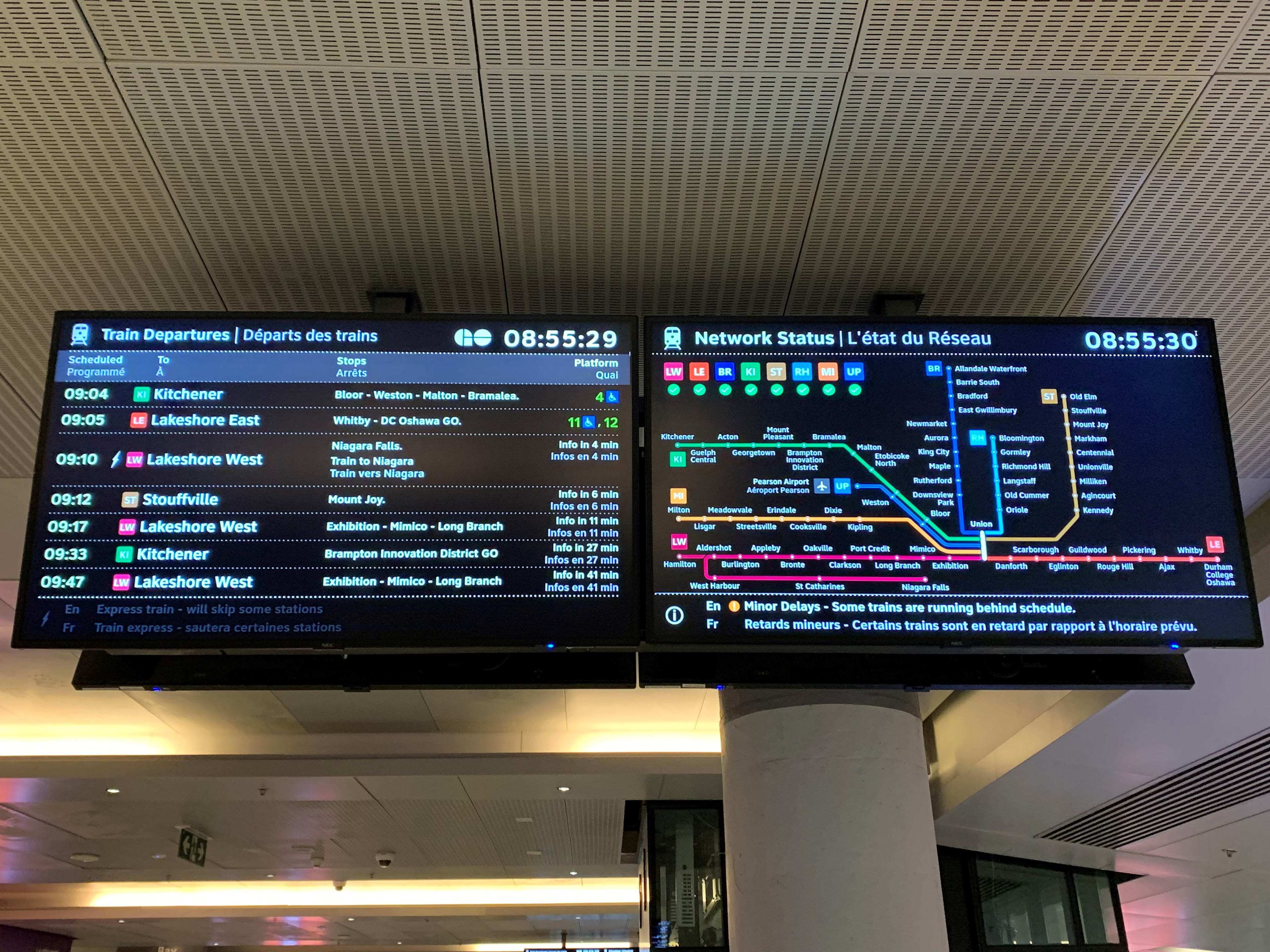 GO Transit Network Status Screens