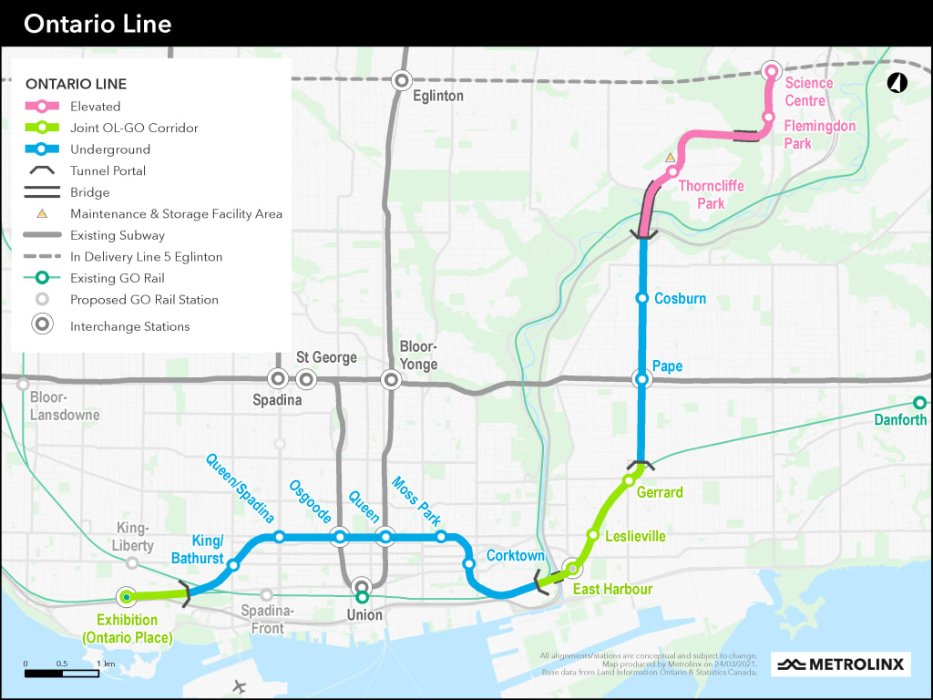route map of the Ontario Line