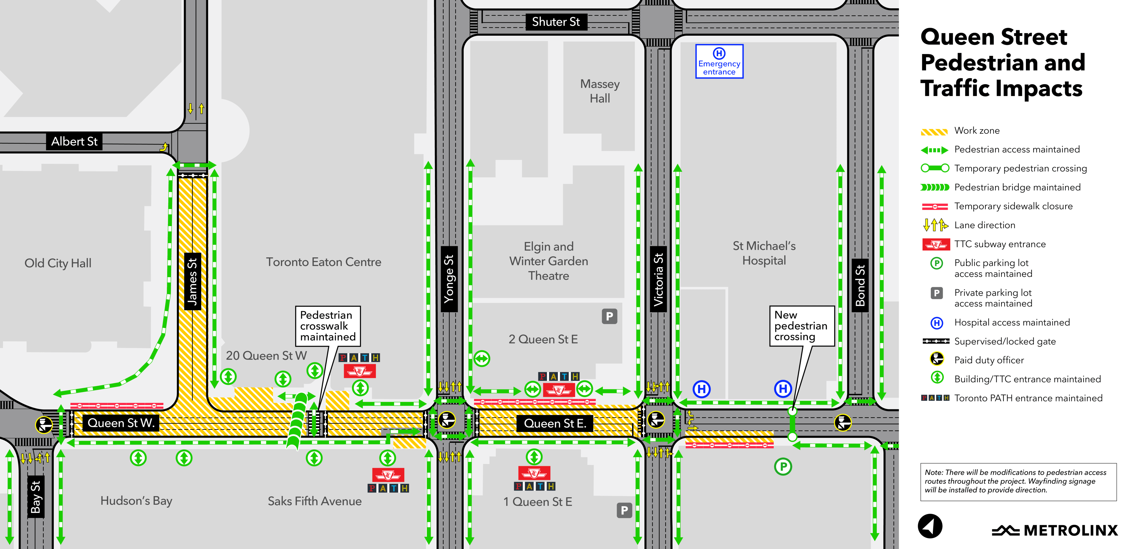 Map showing Queen Street closure for Ontario Line construction starting May 1