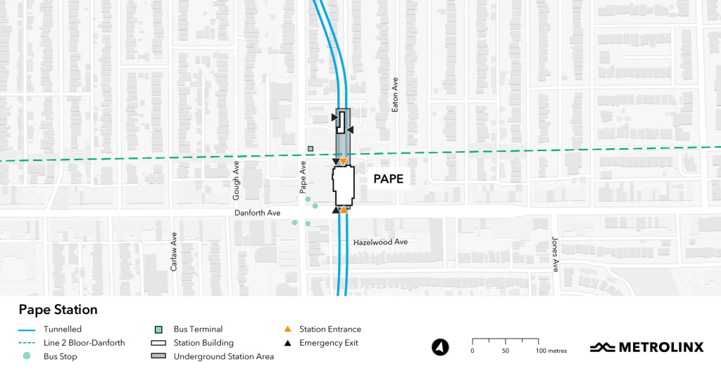 Map showing Pape Station location.Â View a more detailed project footprint in the Environmental ...