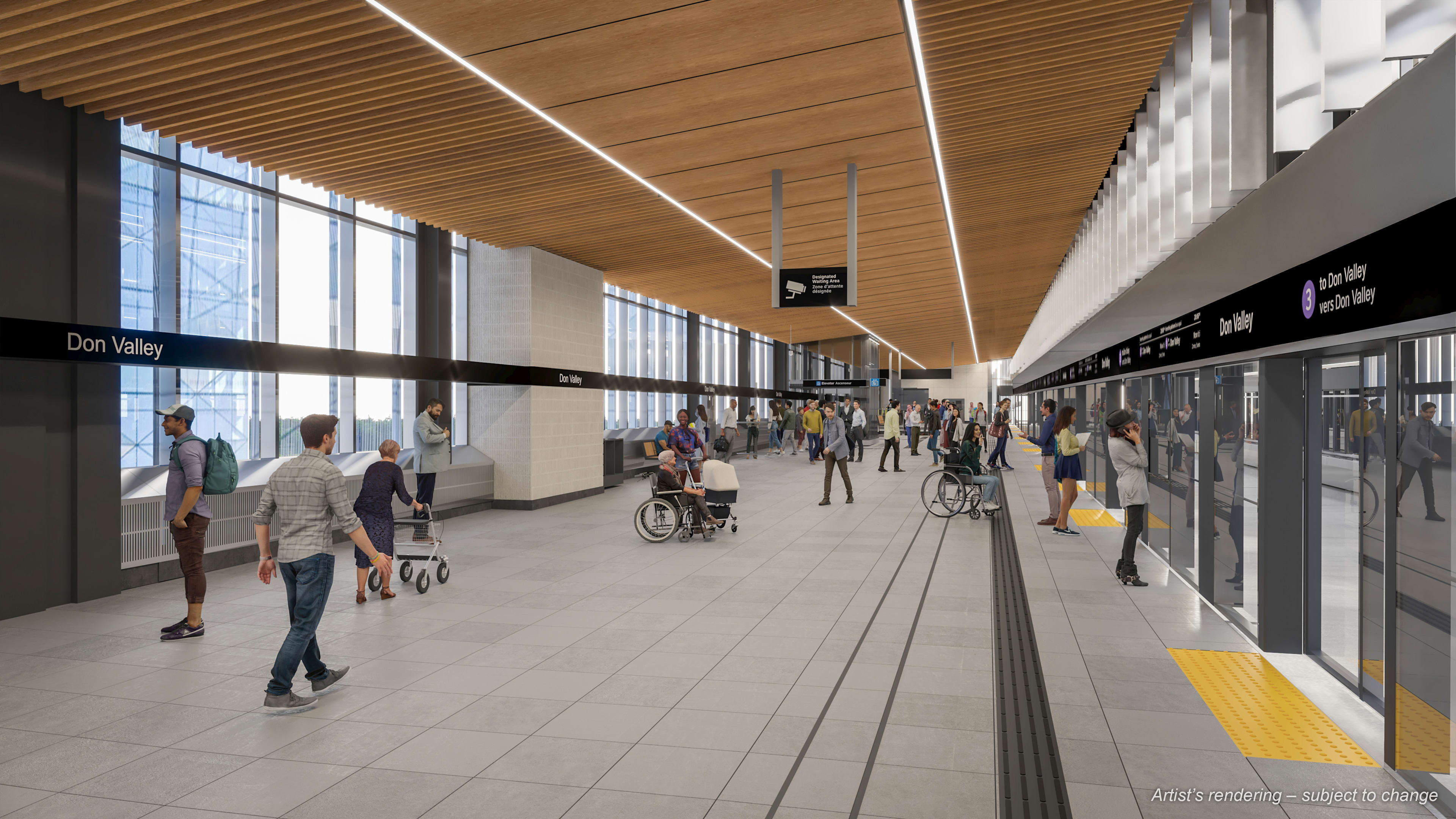 Renderings of the future Ontario Line's Don Valley Station