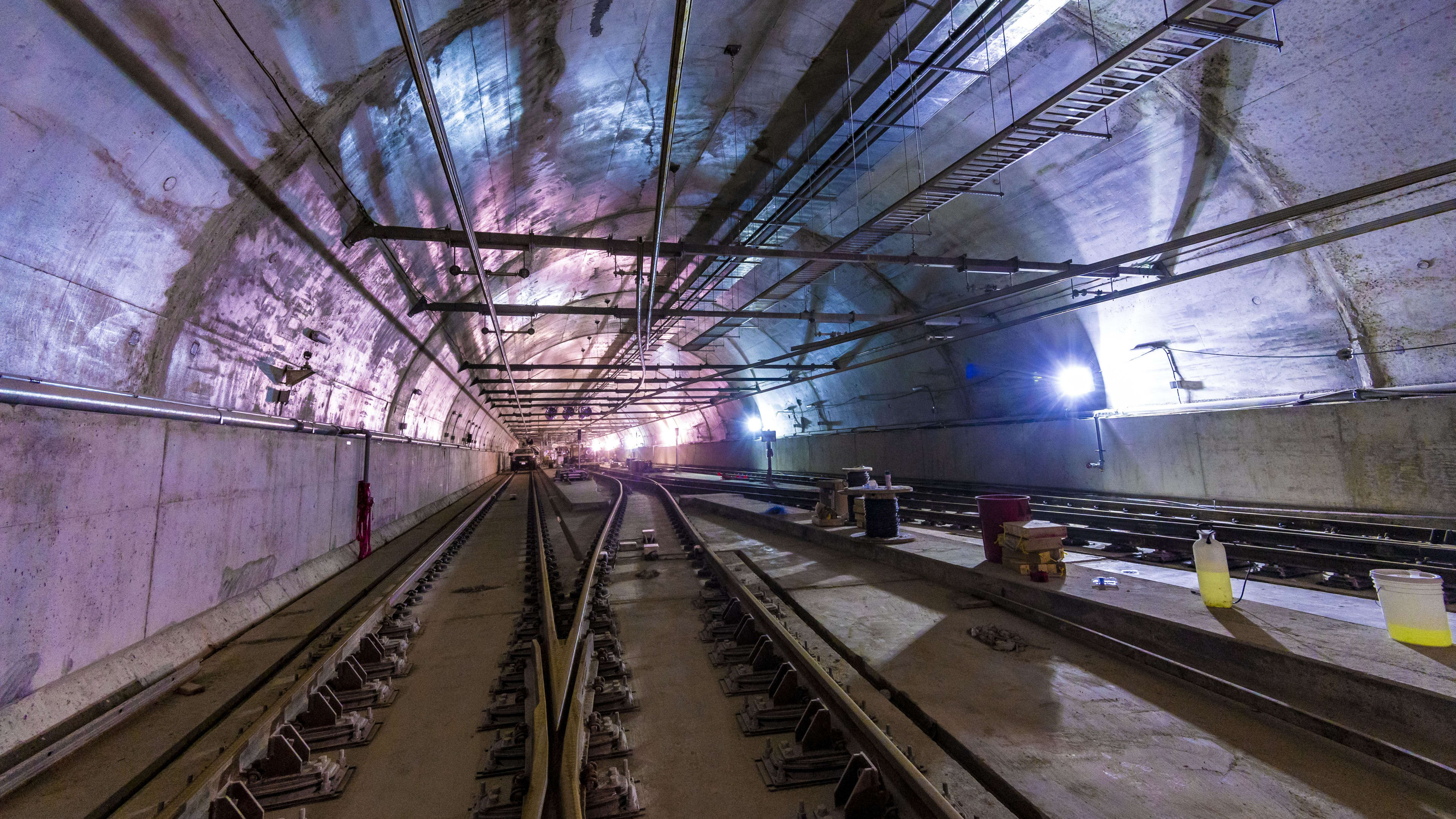 A look inside the extra long tunnel at Laird Station